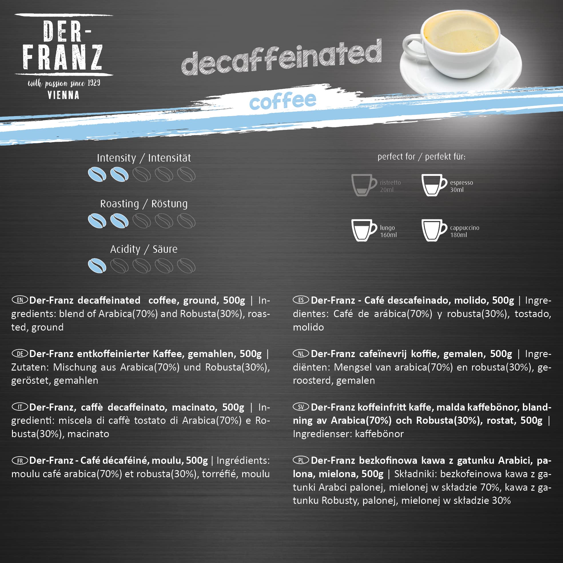 Der-Franz Decaffeinated Ground Coffee, 100% Arabica Blend, 2 x 500g 6