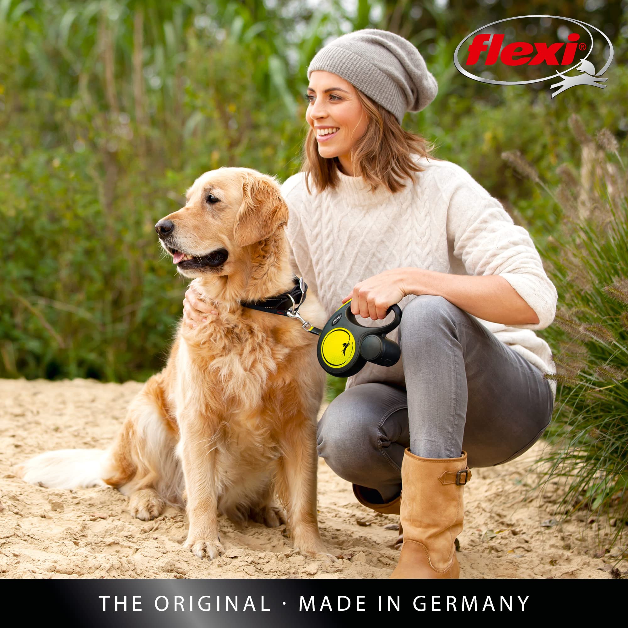 flexi New Neon S Retractable Lead - 5m Tape, High Visibility | Ergonomic Grip 7