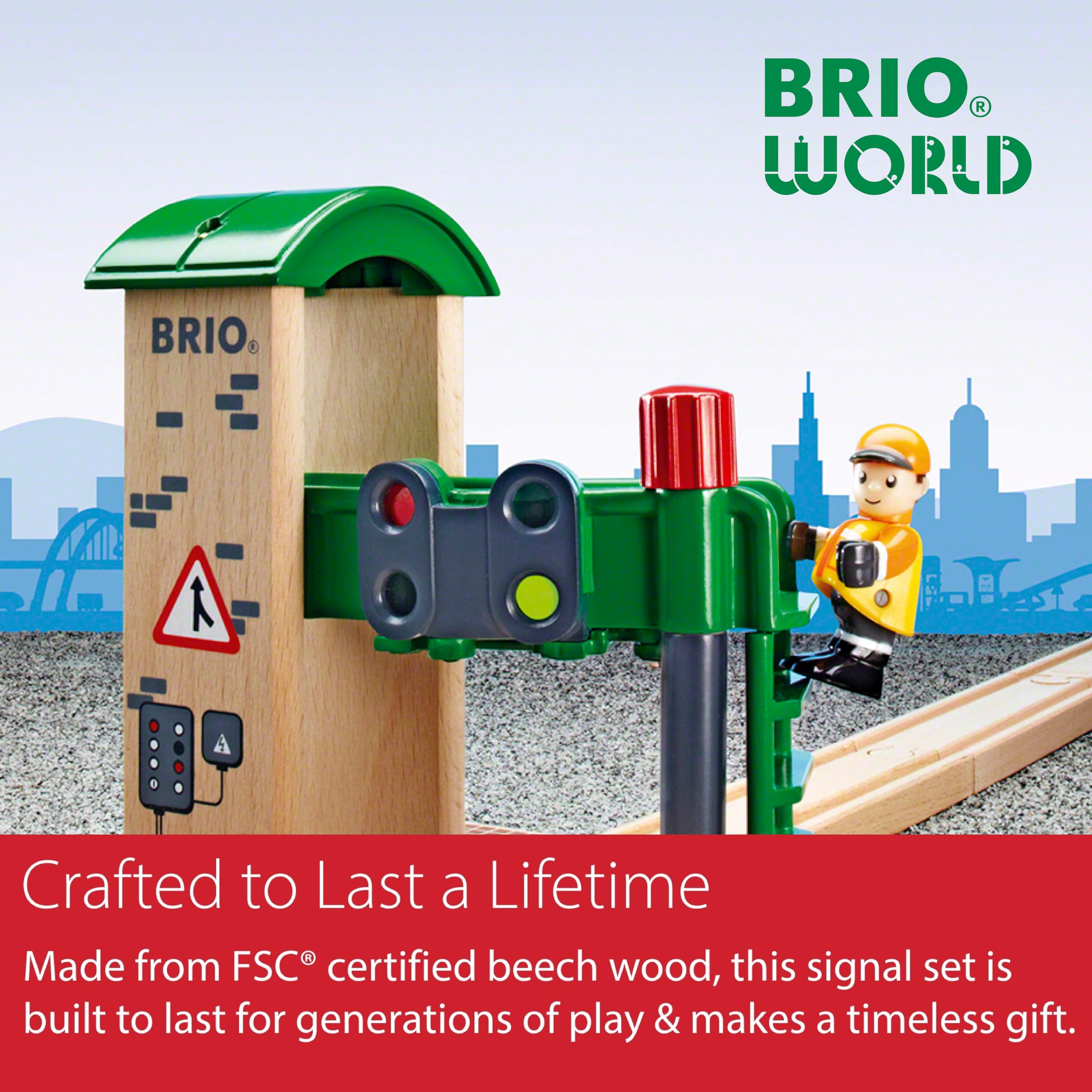 BRIO World Train Signal Station - Wooden Railway Accessory with Play Figure for Kids 15
