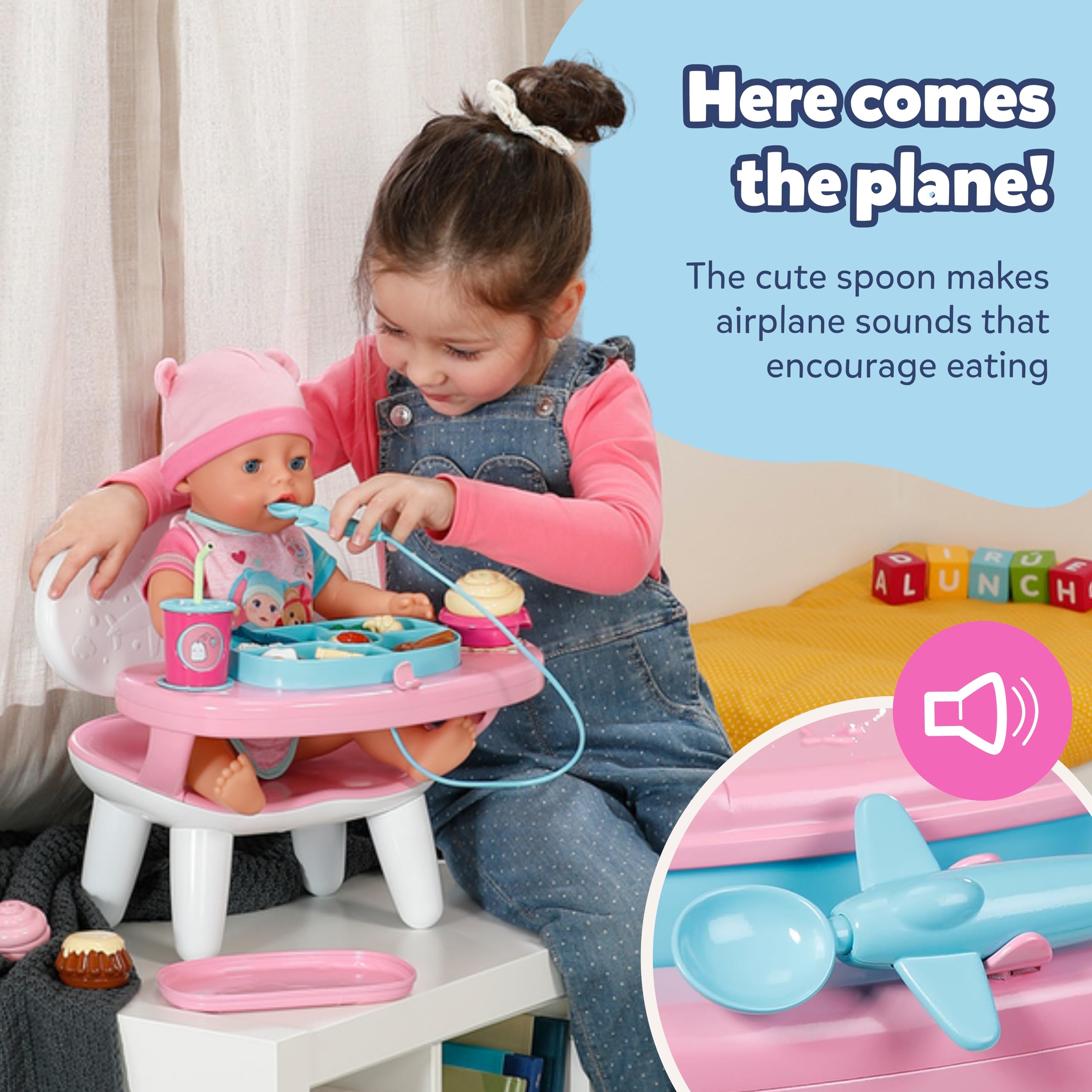 BABY born Feeding Table with Light & Sound Function - Interactive Playset for 43 cm Dolls 10