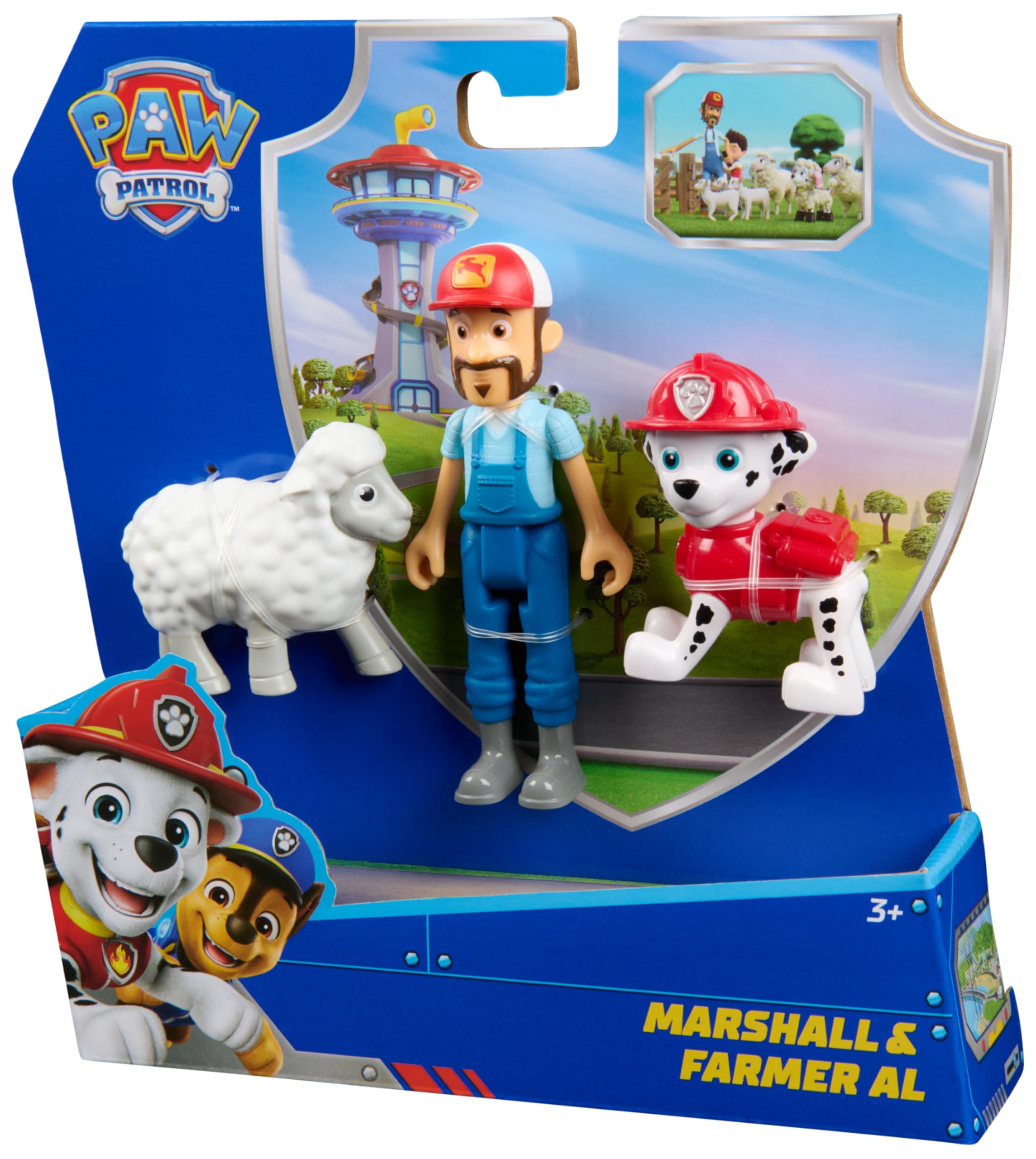 PAW Patrol Marshall & Farmer Al Figure Pack with Sheep Toy Figure - Action Figures for Kids 6
