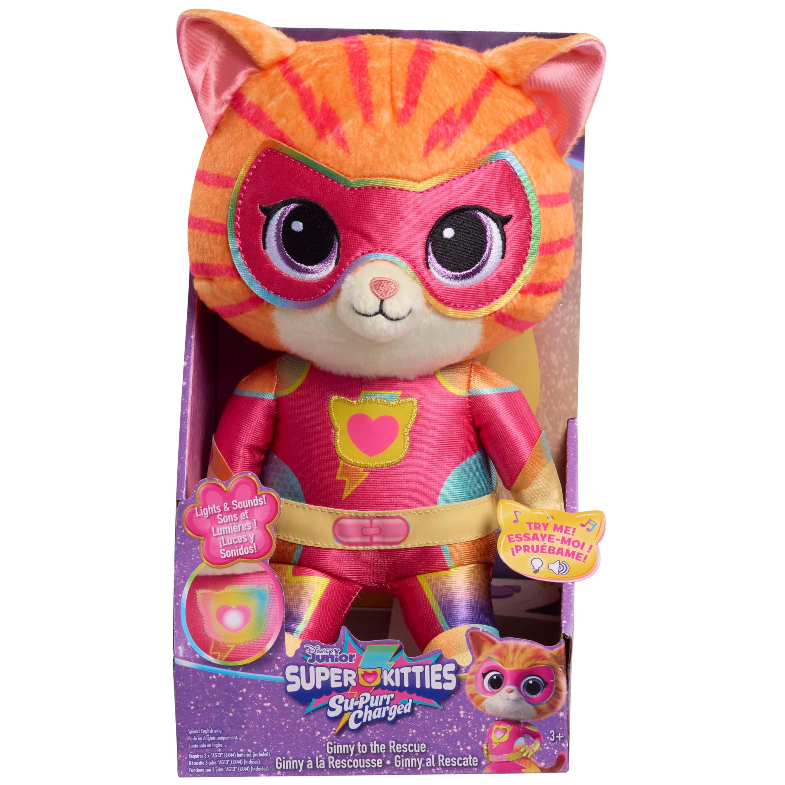 Disney Junior SuperKitties Su-Purr Charged Ginny Plush - Interactive Light-Up Toy with Sounds, 3+ Years 12