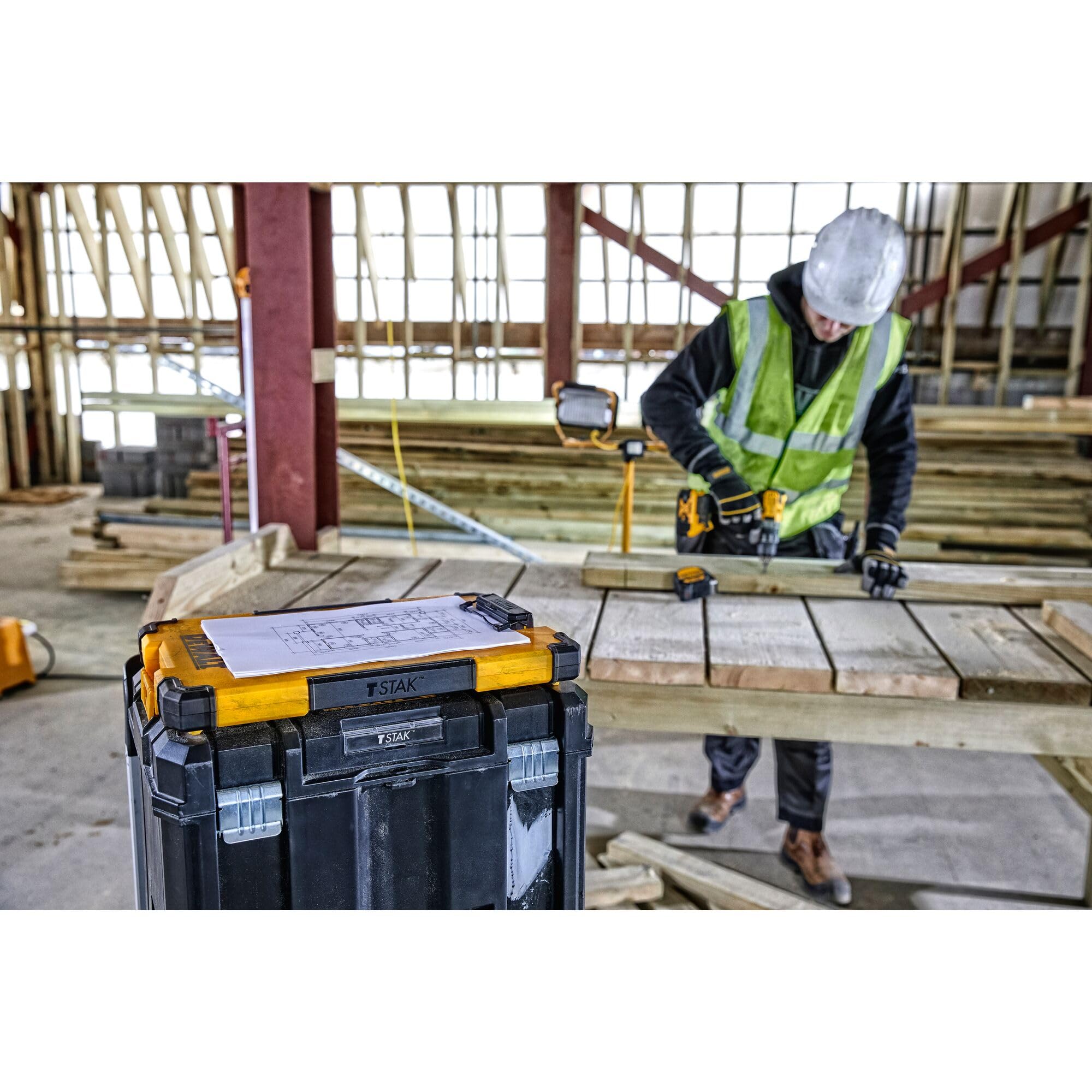 DEWALT TSTAK Clipboard with Dual Storage and Integrated LED Light | Plastic/Metal | Multi Color 6