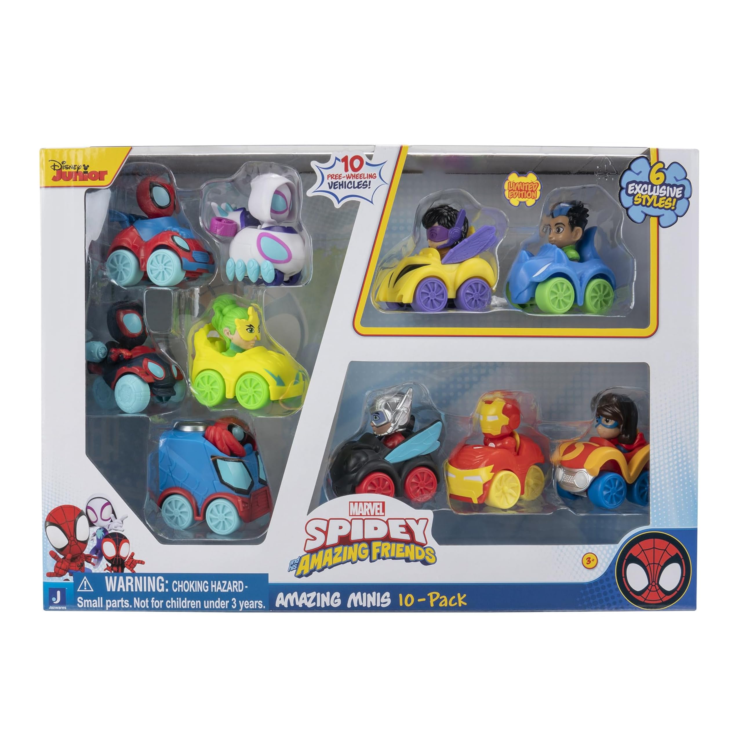 Marvel's Spidey and His Amazing Friends Amazing Mini Vehicles Multipack - 10-Pack with Free Wheels