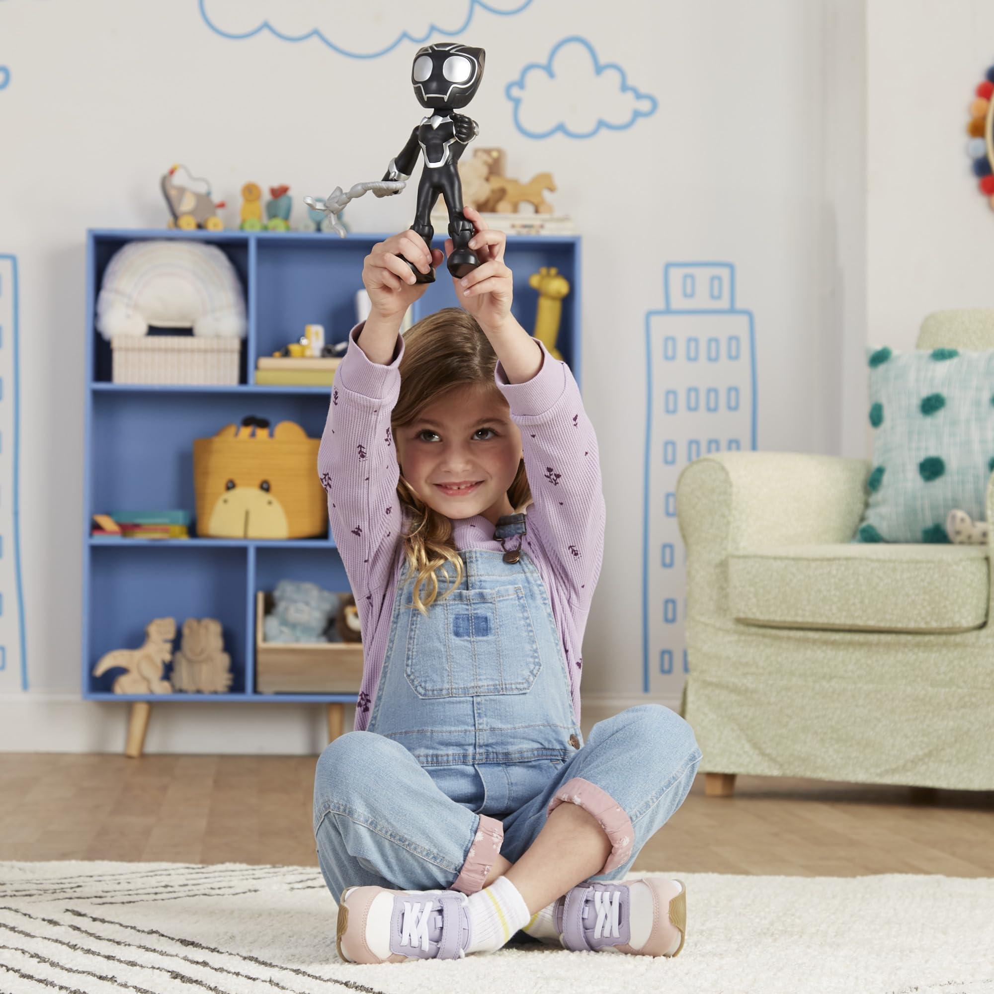 SPIDEY AND HIS AMAZING FRIENDS Black Panther Action Figure - 22.5 cm | Poseable | Includes Grappling Hook 8
