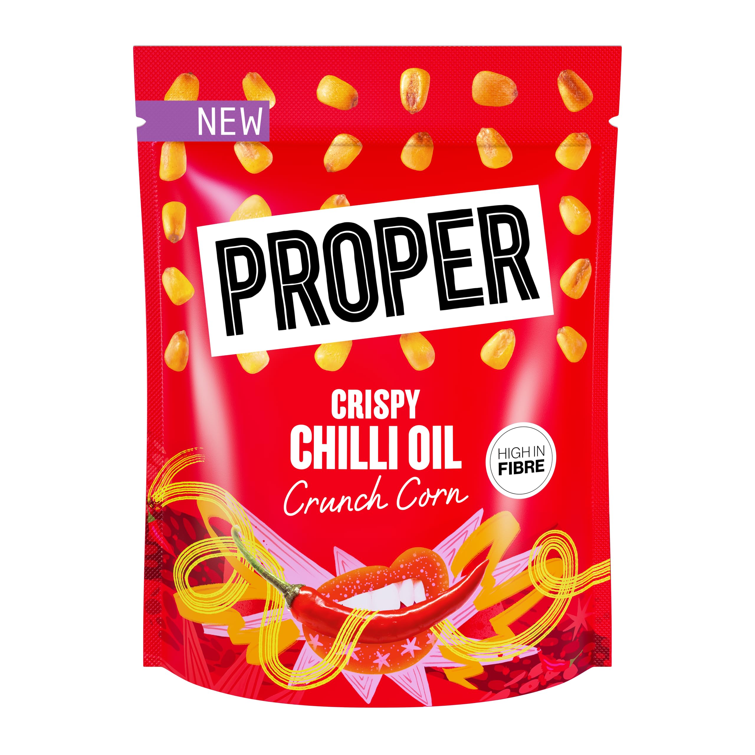 PROPER Crunch Corn Crispy Chilli Oil - Plant Based & Gluten Free | 125g | Regeneratively Farmed Corn