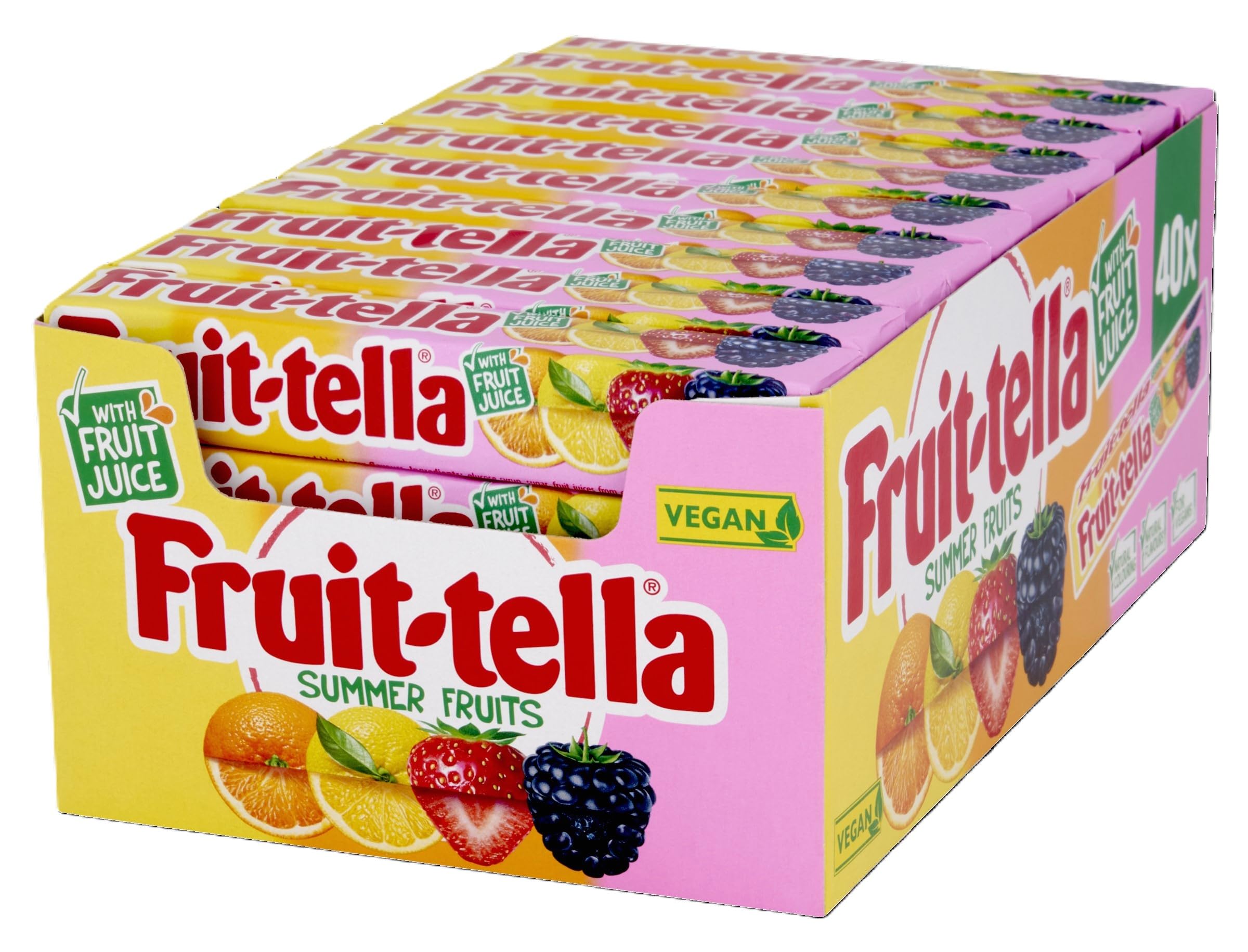 Fruittella Summer Fruits Soft Chew Sweets, Vegan & Gluten-Free - 40 x 41g Sticks