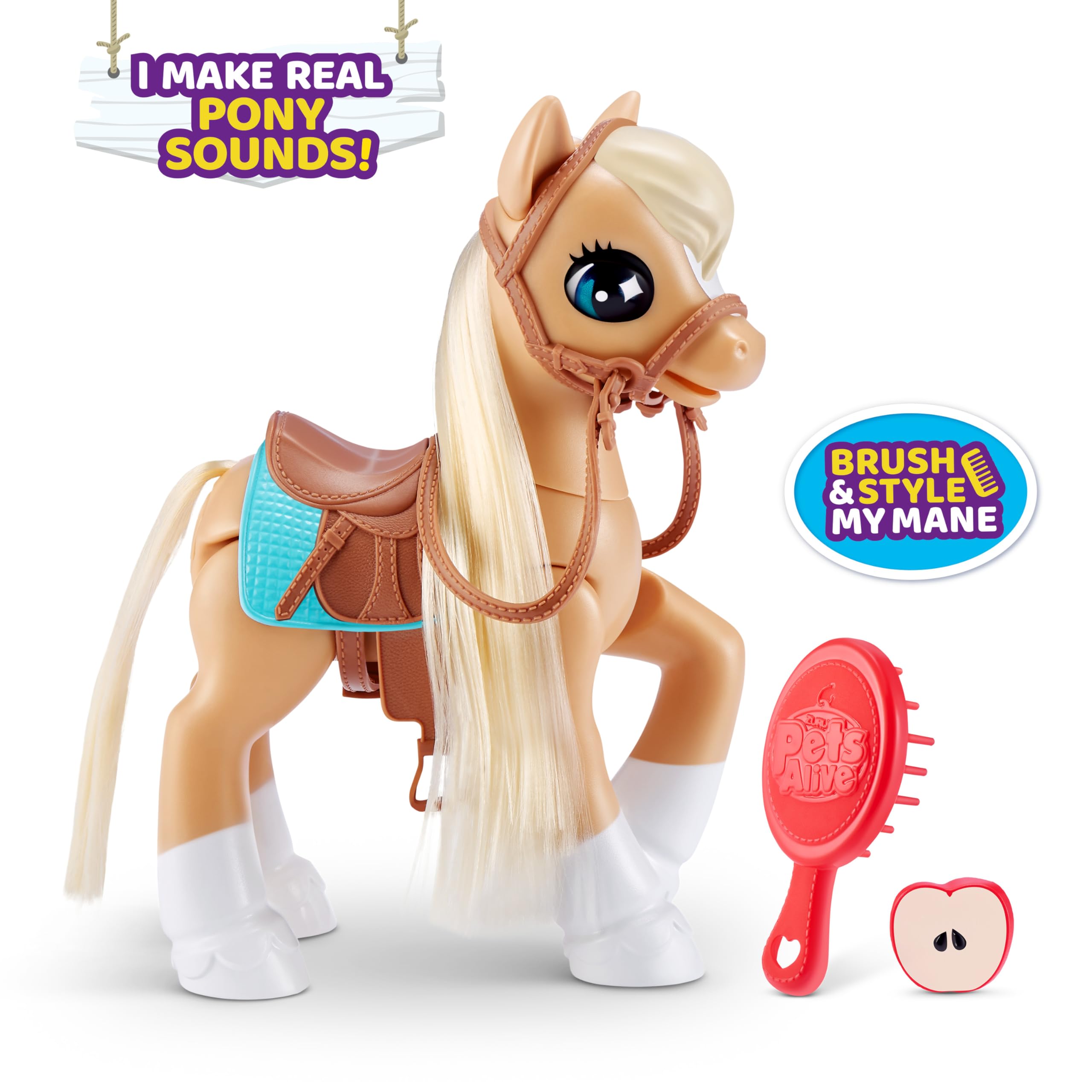 Pets Alive My Magical Pony Interactive Robotic Toy | 13 Ways to Play | Includes Stable, Brush, Apple