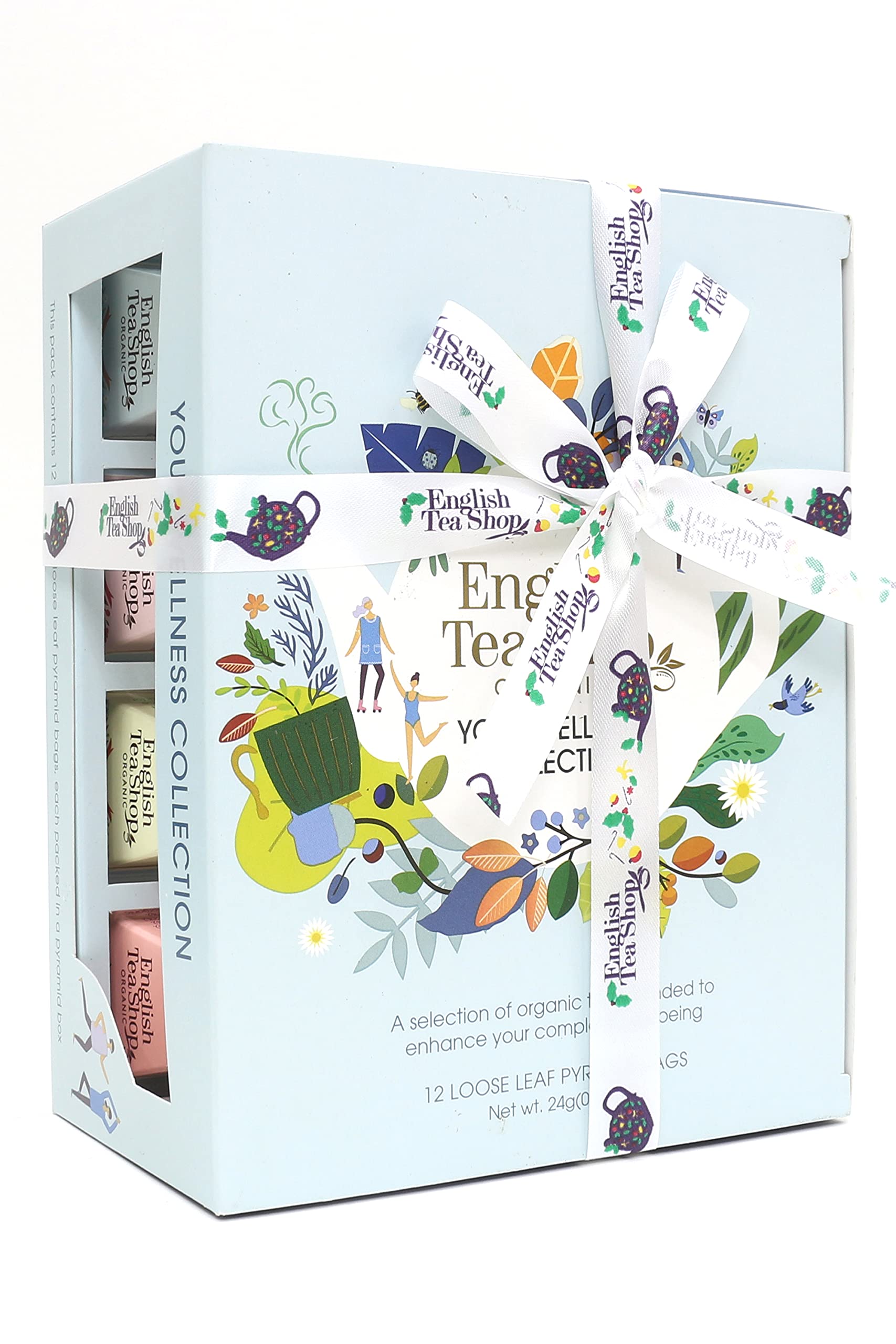 English Tea Shop Organic Wellness Tea Collection Prism - 12 Pyramid Tea Bags, 6 Flavours