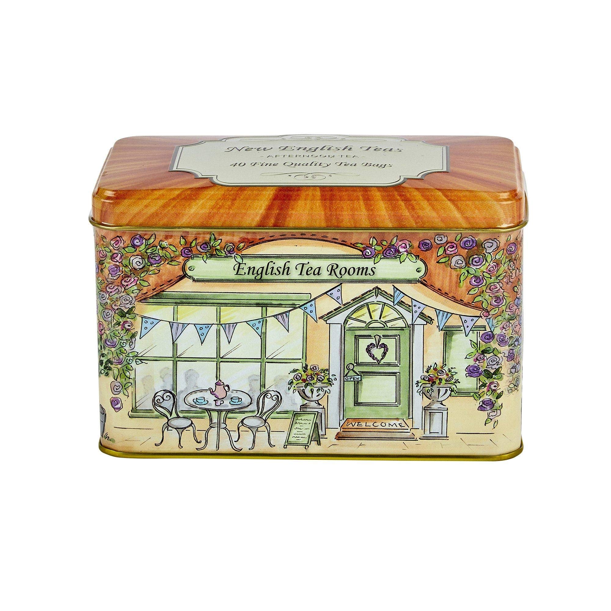 New English Teas Traditional English Tea Room Caddy with 40 Afternoon Teabags
