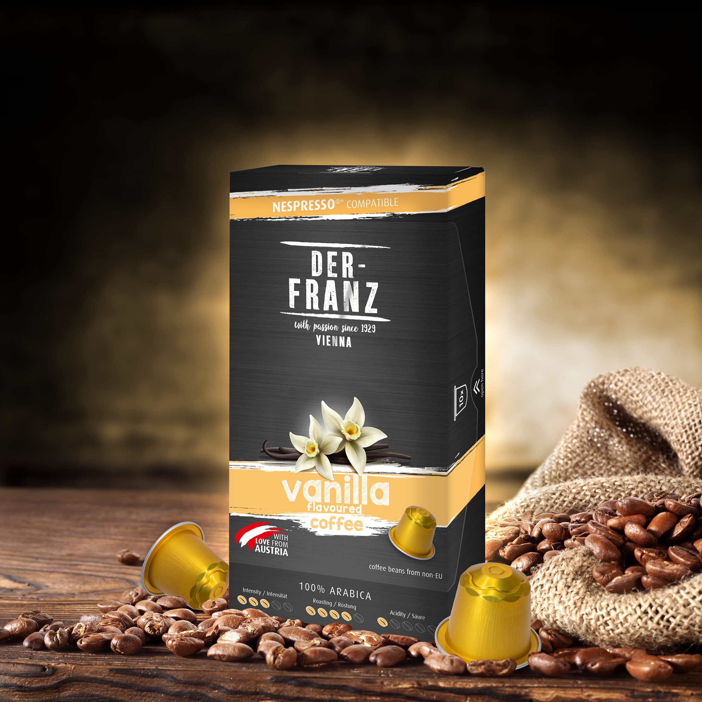 Der-Franz Vanilla Aroma Coffee Capsules, 60 Capsules (6x10) - Nespresso Compatible 6