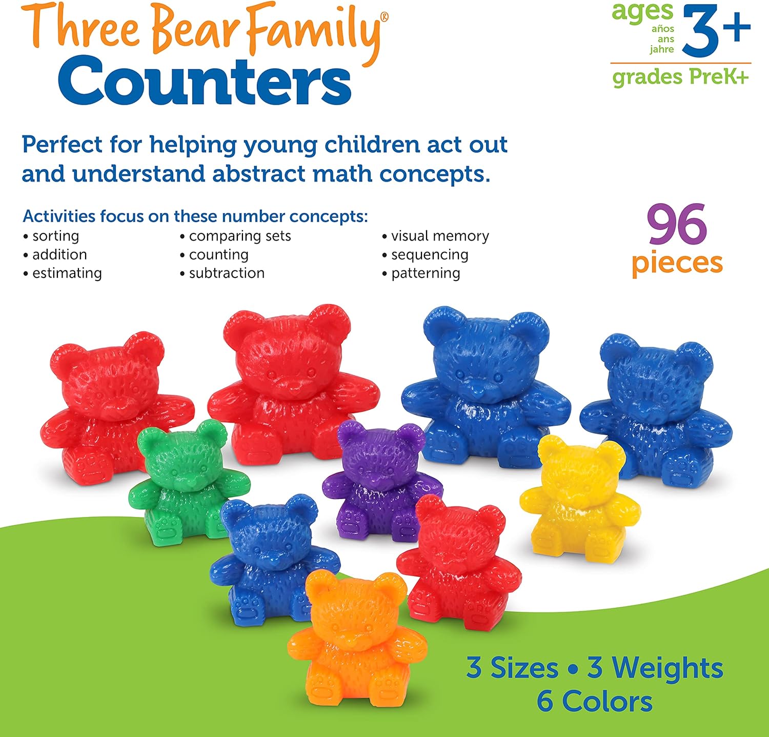 Learning Resources The Original Three Bear Family Counters - 96-Piece Rainbow Maths Set for Ages 3+ 3