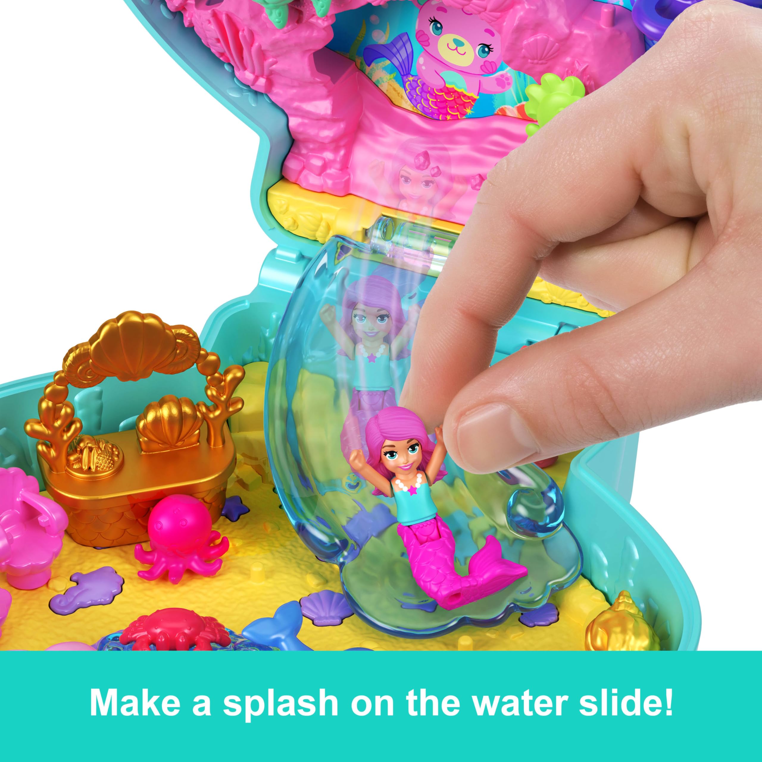 Polly Pocket Glitter Island Compact Playset - Mermaid Adventure with 11 Accessories 8