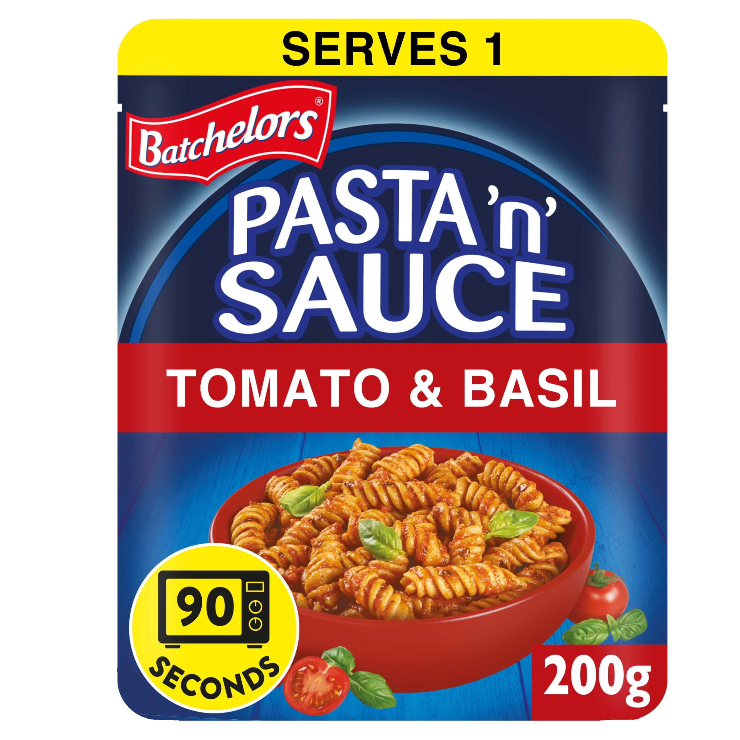 Batchelors Pasta 'n' Sauce Microwave Ready Meals - Tomato & Basil | Pack of 6 (200g each)