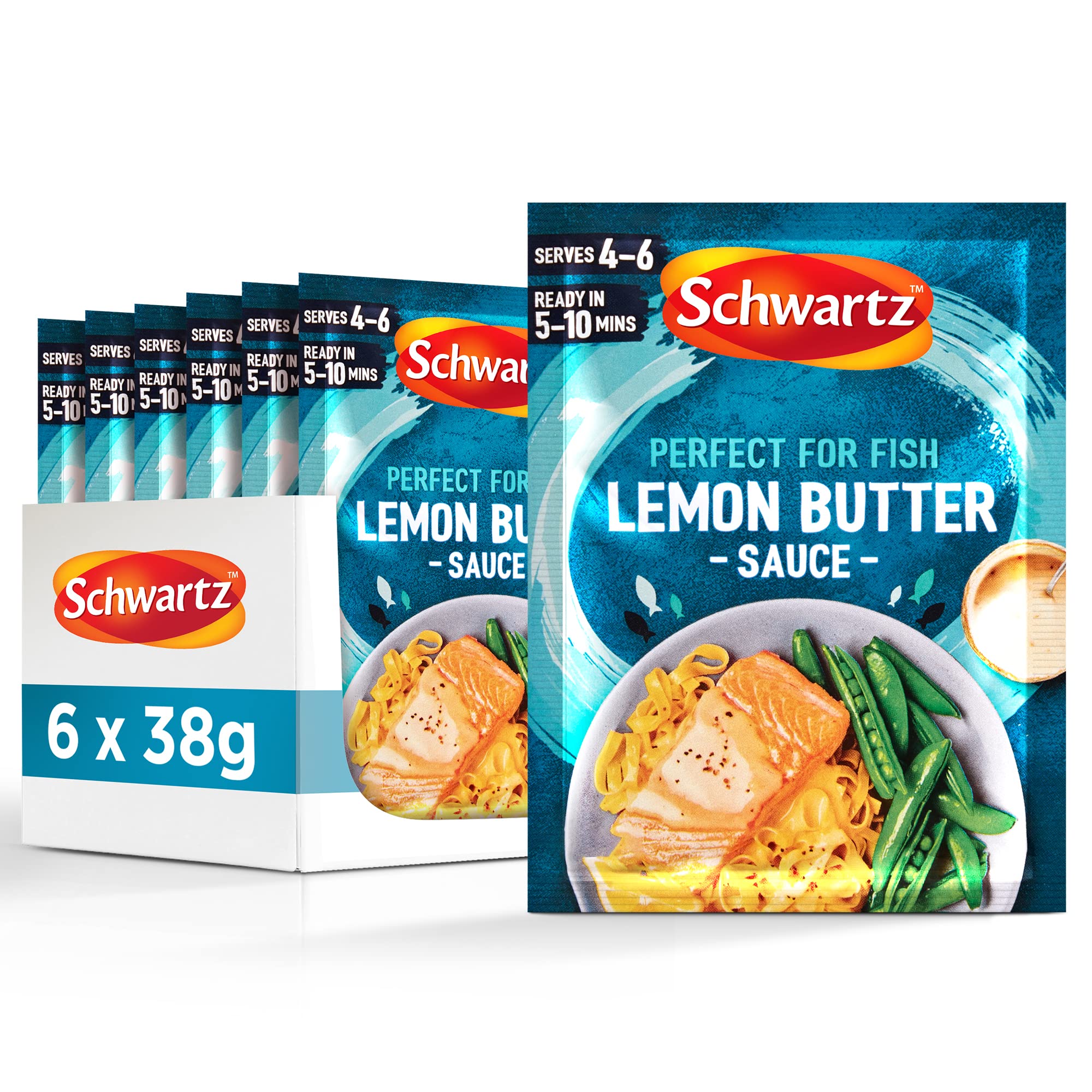 Schwartz Lemon Butter Sauce Mix 38g - Pack of 6 | Creamy Zesty Sauce for Fish | Vegetarian, No Artificial Flavours
