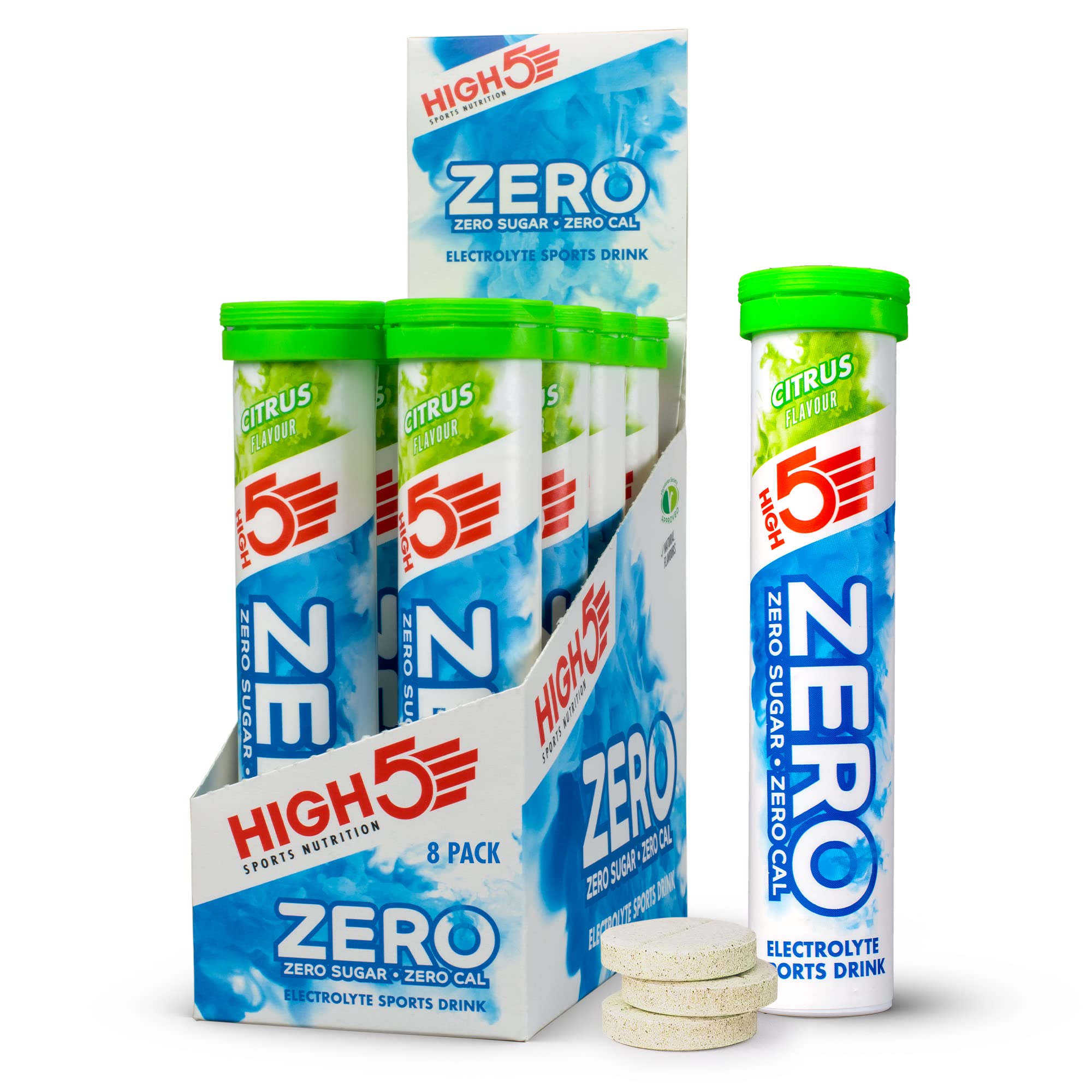 HIGH5 ZERO Electrolyte Tablets | Sugar-Free Hydration with Vitamin C | Citrus Flavor | 160 Tablets (8 x 20)