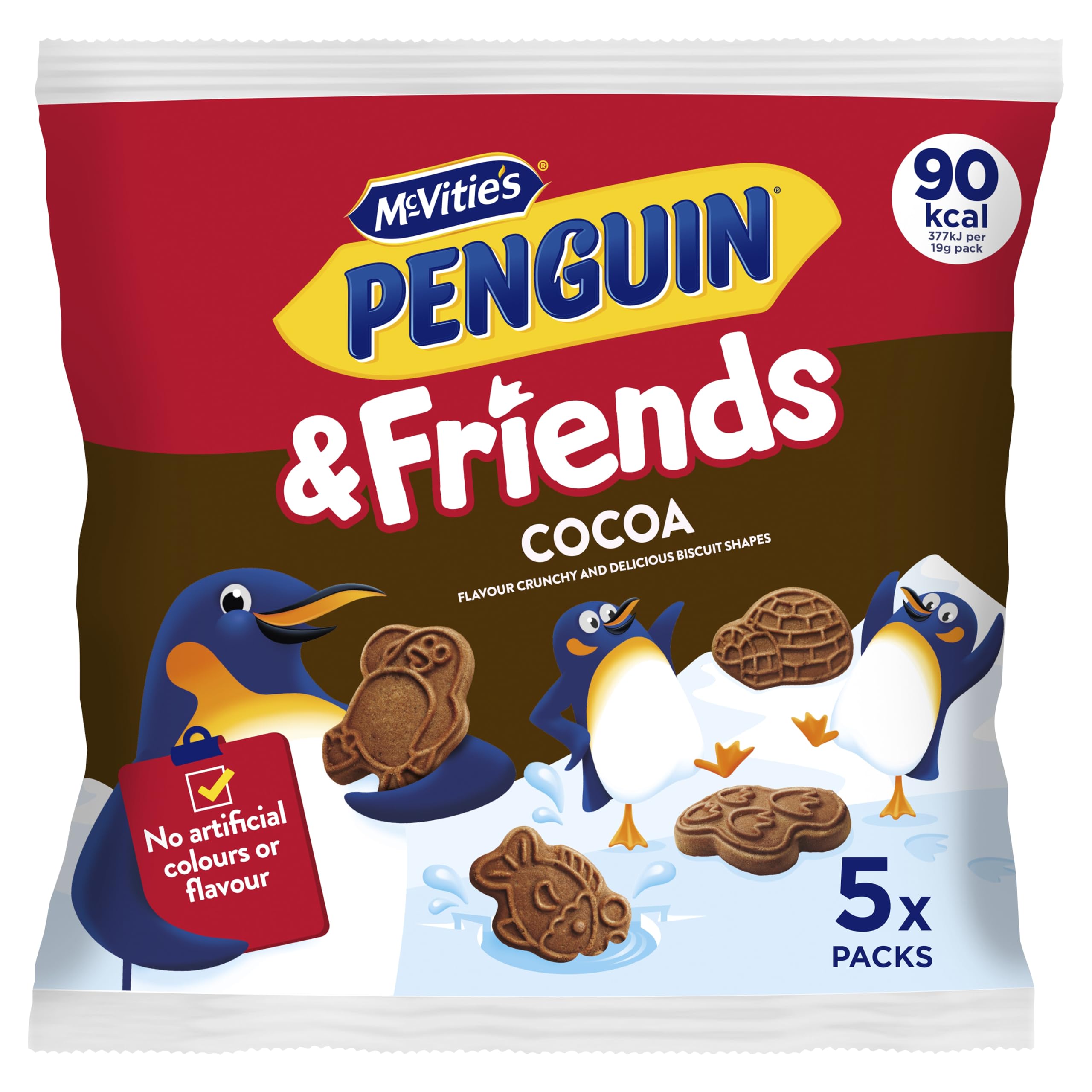 McVitie's Mini Penguin & Friends Biscuits, Crunchy Cocoa Multipack of 5 x 20g