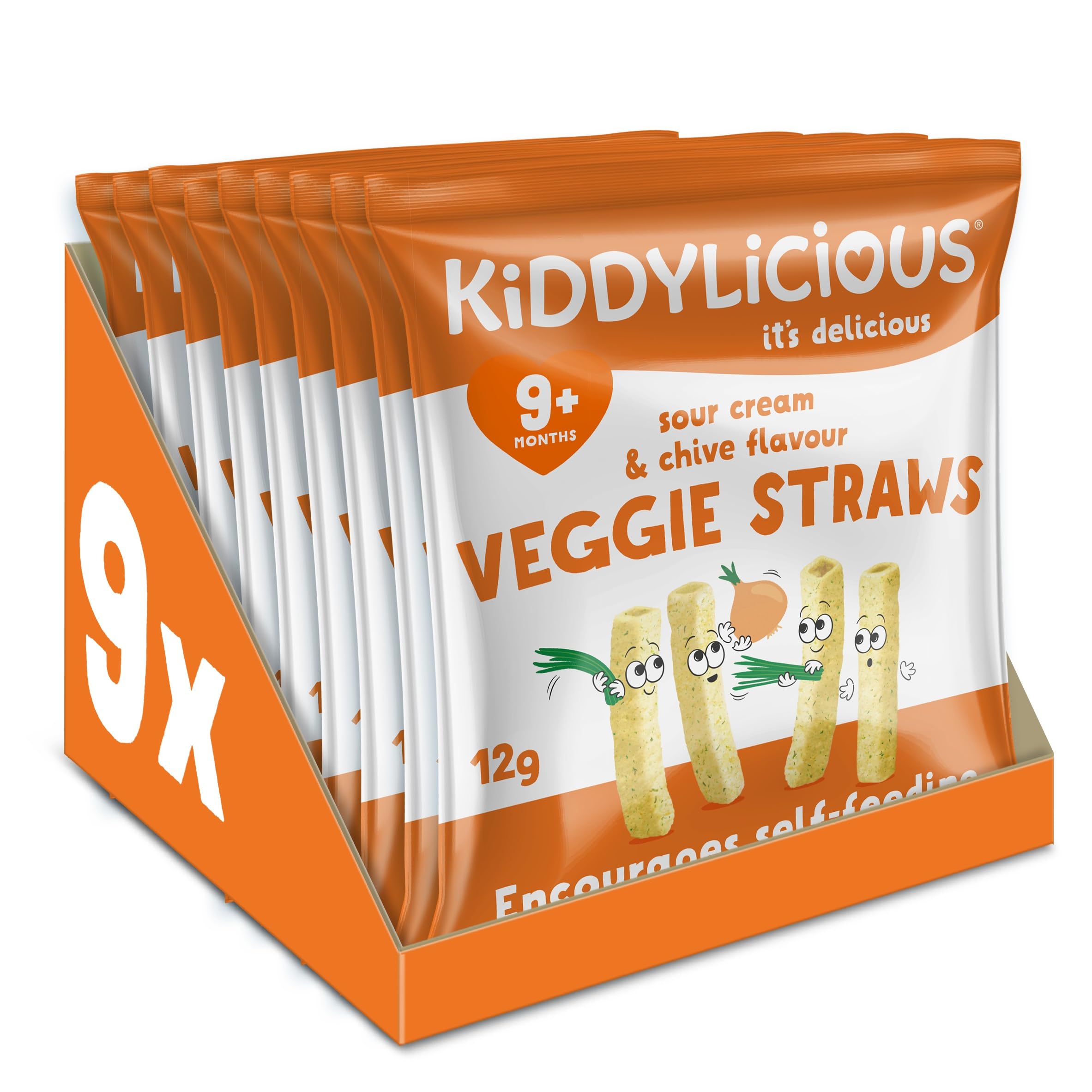 Kiddylicious Sour Cream & Chive Lentil and Potato Straws - Vegan, Gluten-Free Snacks for Toddlers