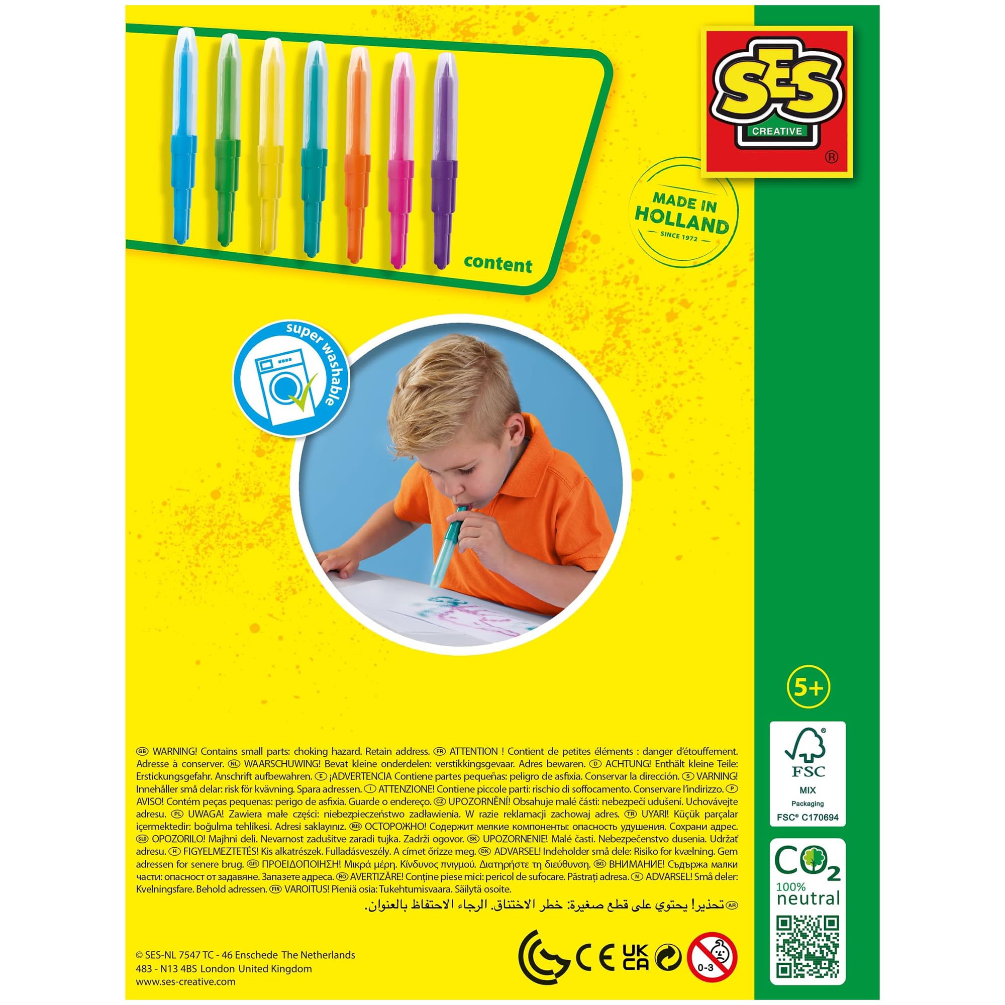 SES Creative Blow Airbrush Pens - Set of 7 Assorted Colours | Washable | Ages 5+