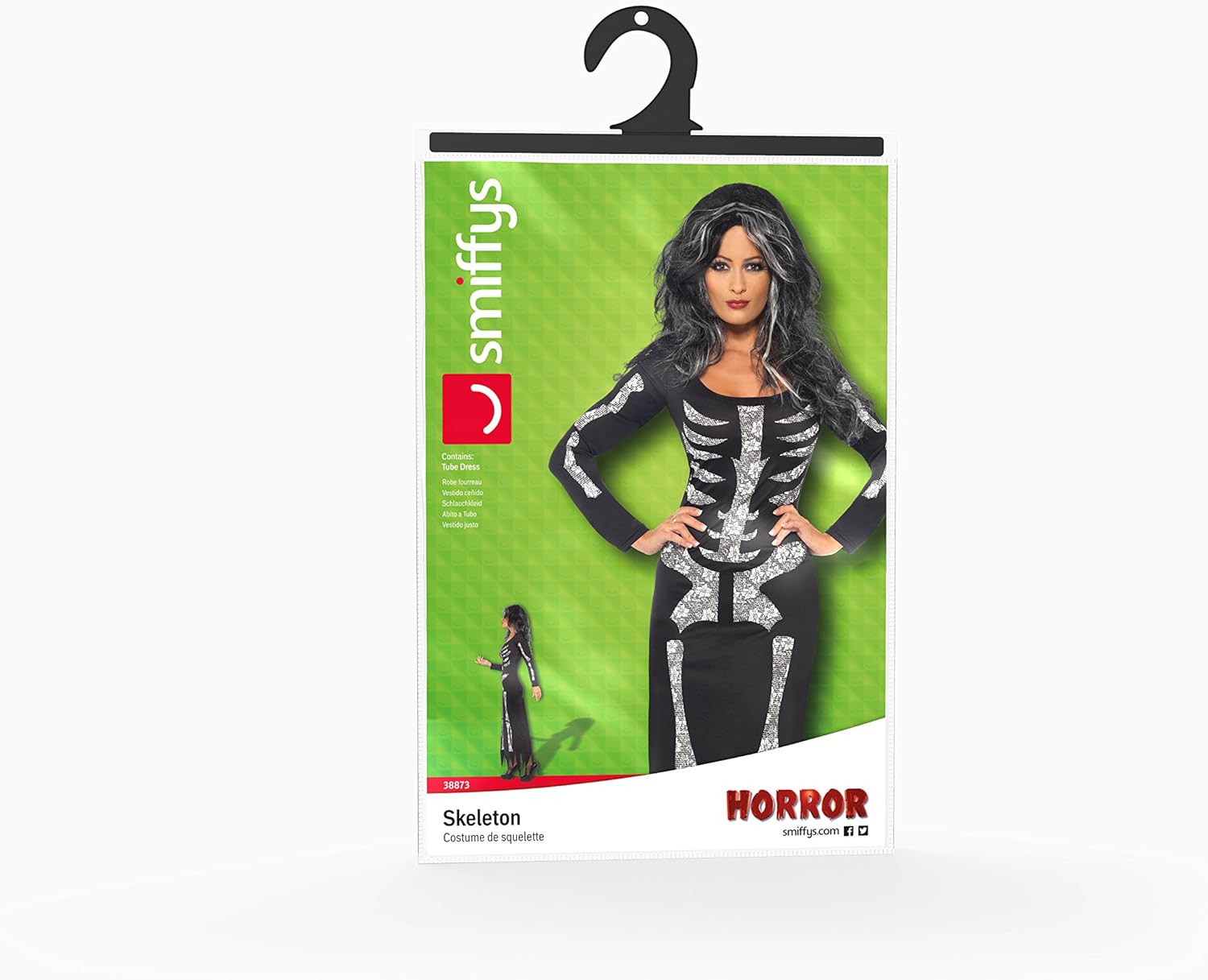 Smiffys Skeleton Costume - Women's Long Sleeve Tube Dress, Size L 4