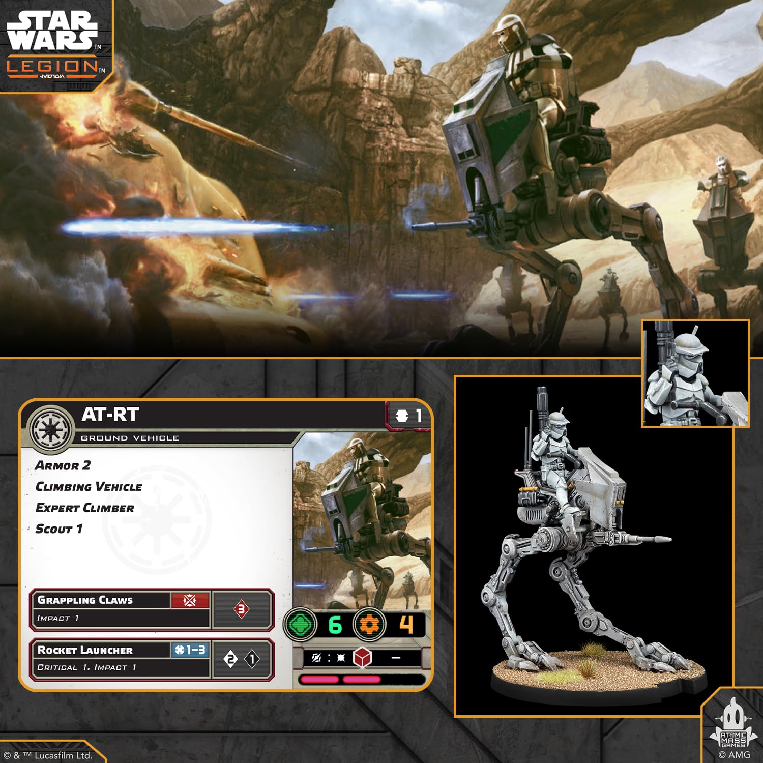 Asmodee Star Wars: Legion Republic AT-RT Expansion | Support Unit | Ages 14+ | 2 Players 5