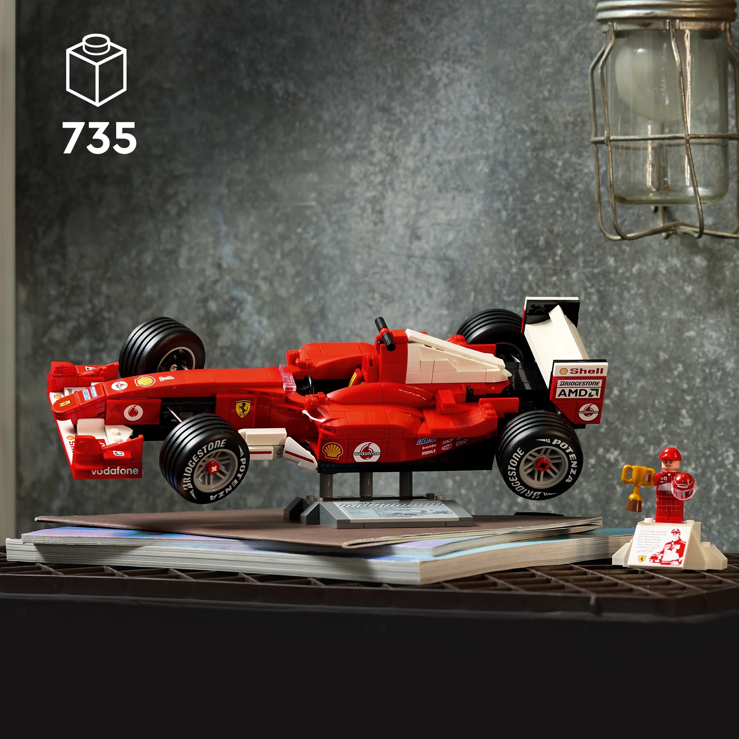 LEGO Icons Ferrari F2004 & Michael Schumacher F1 Car Model Kit for Adults 18+