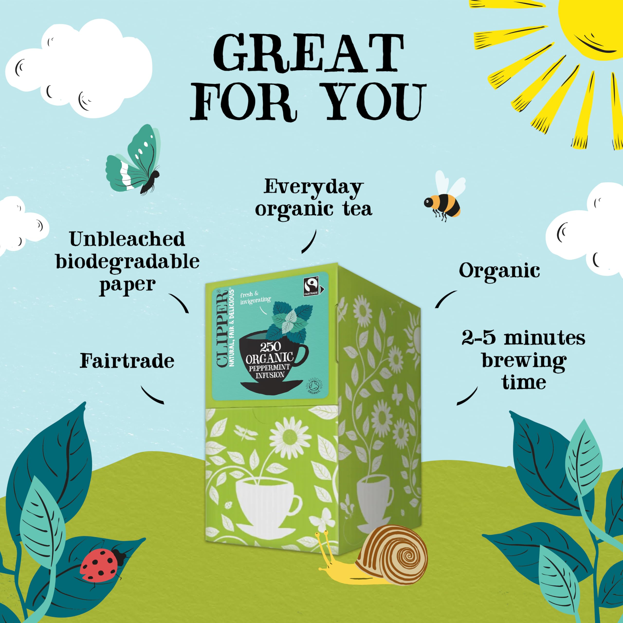 Clipper Natural, Fair & Delicious Organic Peppermint Herbal Tea Bags - 250 Count, Caffeine Free 2