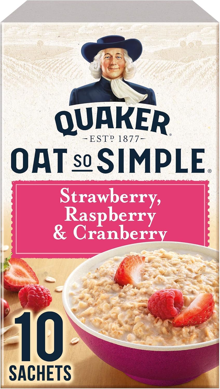 Quaker Oat So Simple Strawberry and Raspberry Porridge, Pack of 10
