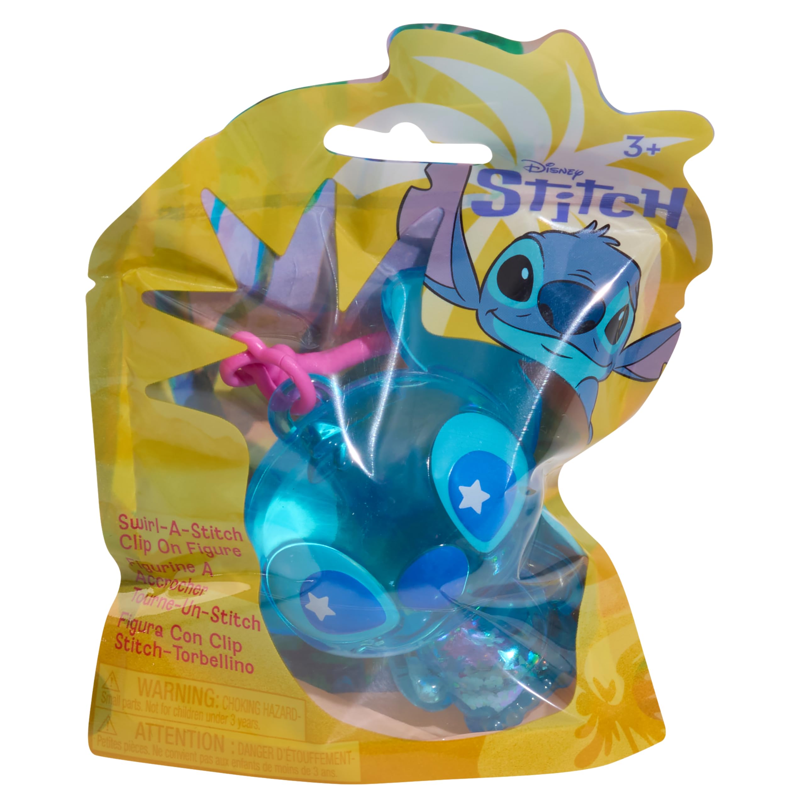 Just Play Disney Stitch Swirl-a-Stitch Clip-on Figure, 7.6 cm Liquid-Filled Glitter Toy with Colorful Beads 5
