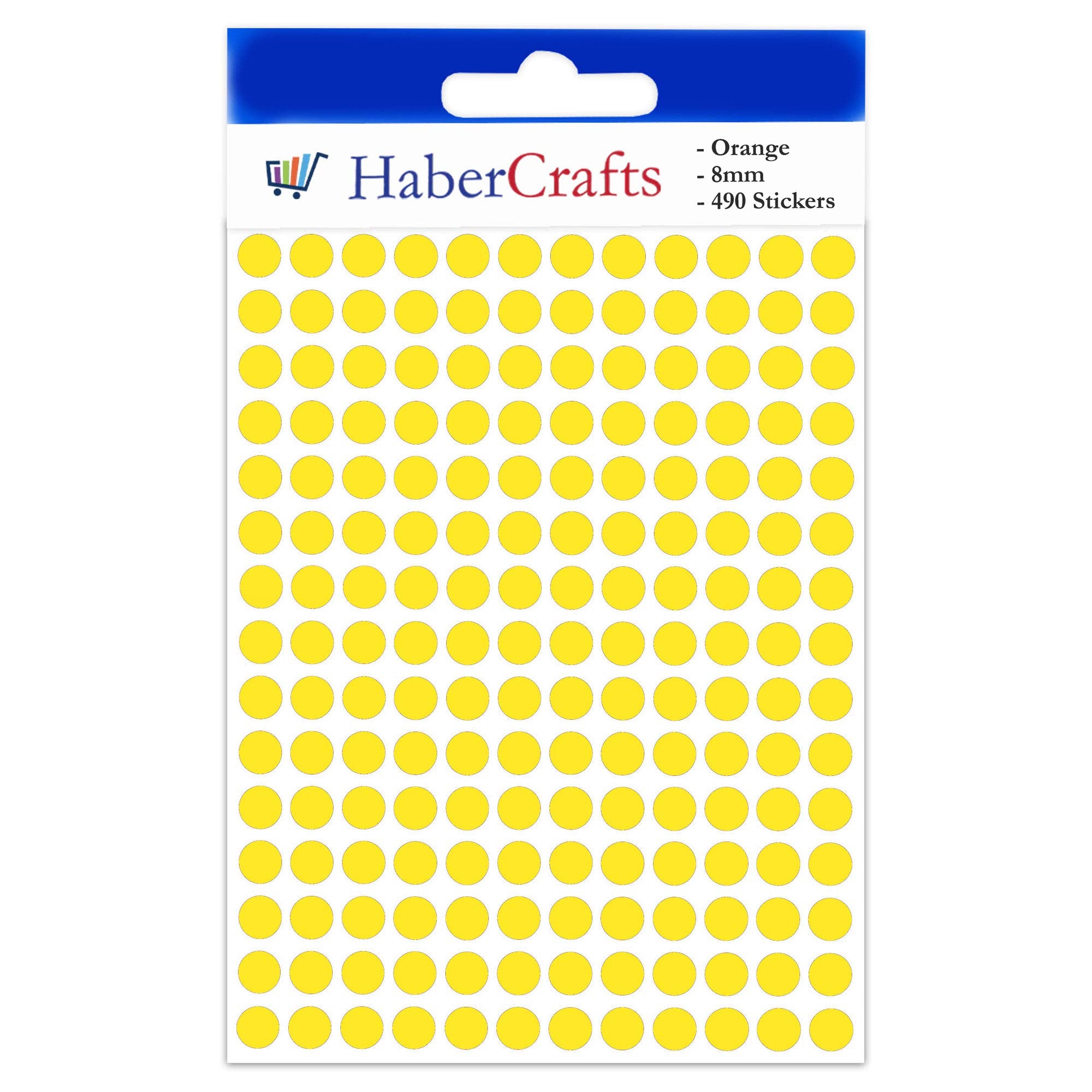 Habercrafts 8mm Yellow Dot Colour-Coding Labels - 490 Stickers | Premium Paper | Residue-Free Adhesive