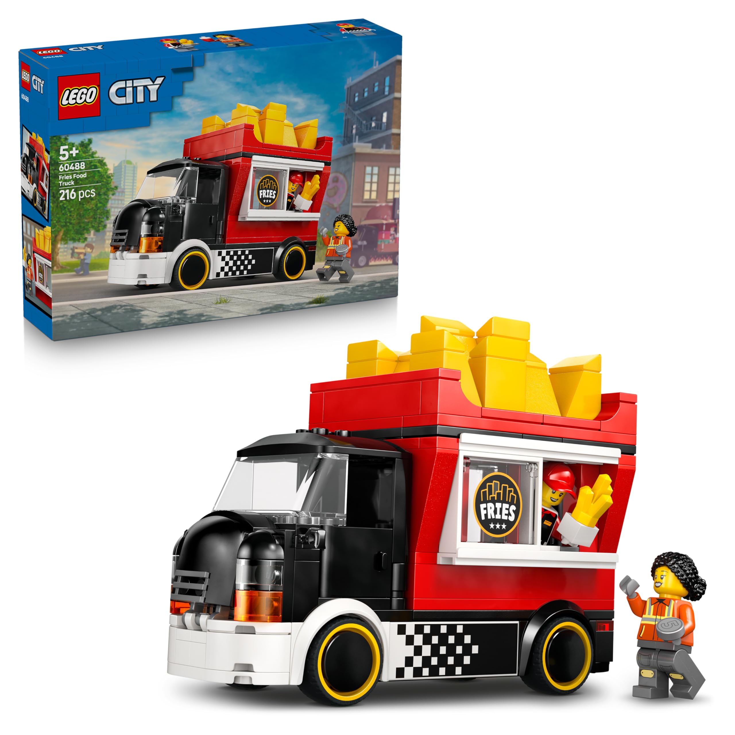 LEGO City Fries Food Truck Toy Set 60488 | Ages 5+ | Includes 2 Minifigures
