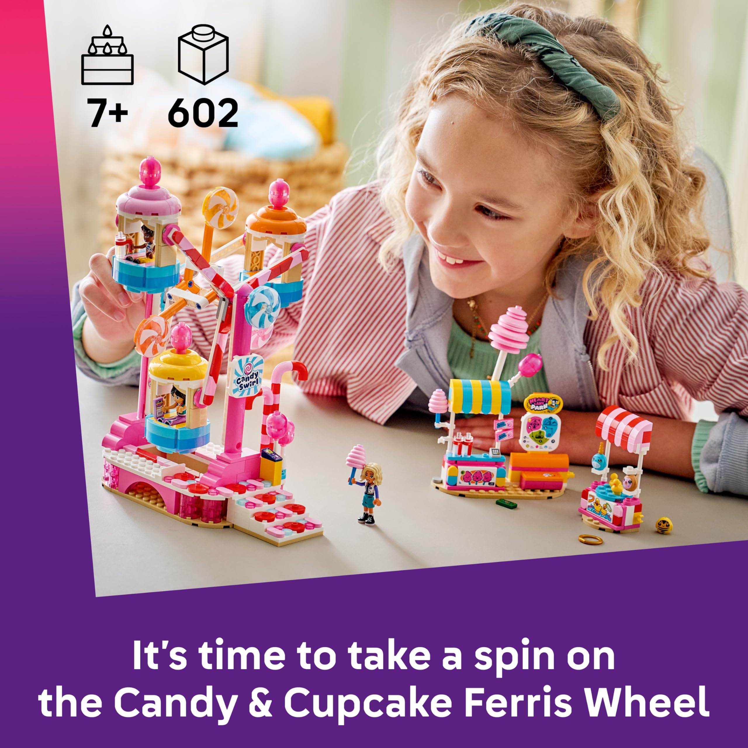 LEGO Friends Candy & Cupcake Ferris Wheel Building Set - Ages 7+ | 3 Minidolls | Interactive Carnival Game