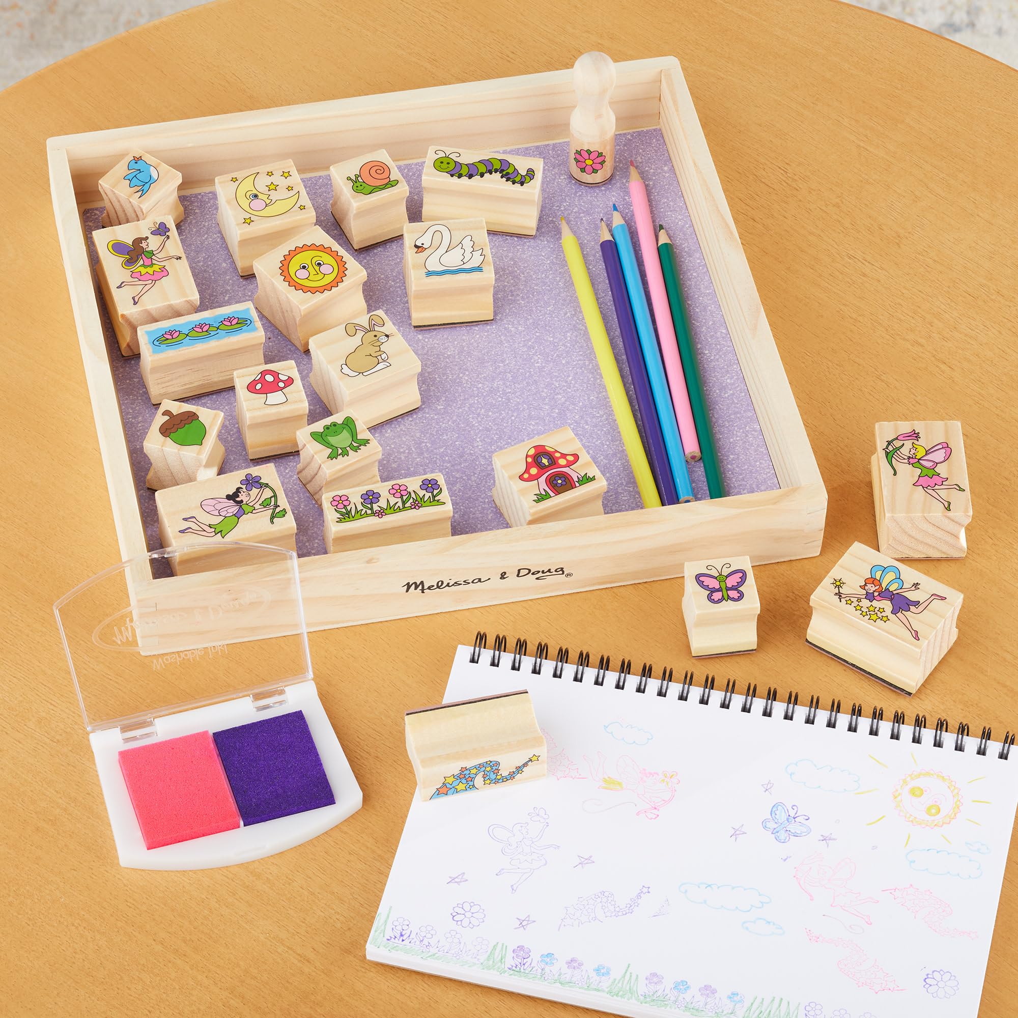 Melissa & Doug Stamp-a-Scene Fairy Garden - Wooden Stamp Set for Kids 4+ 17