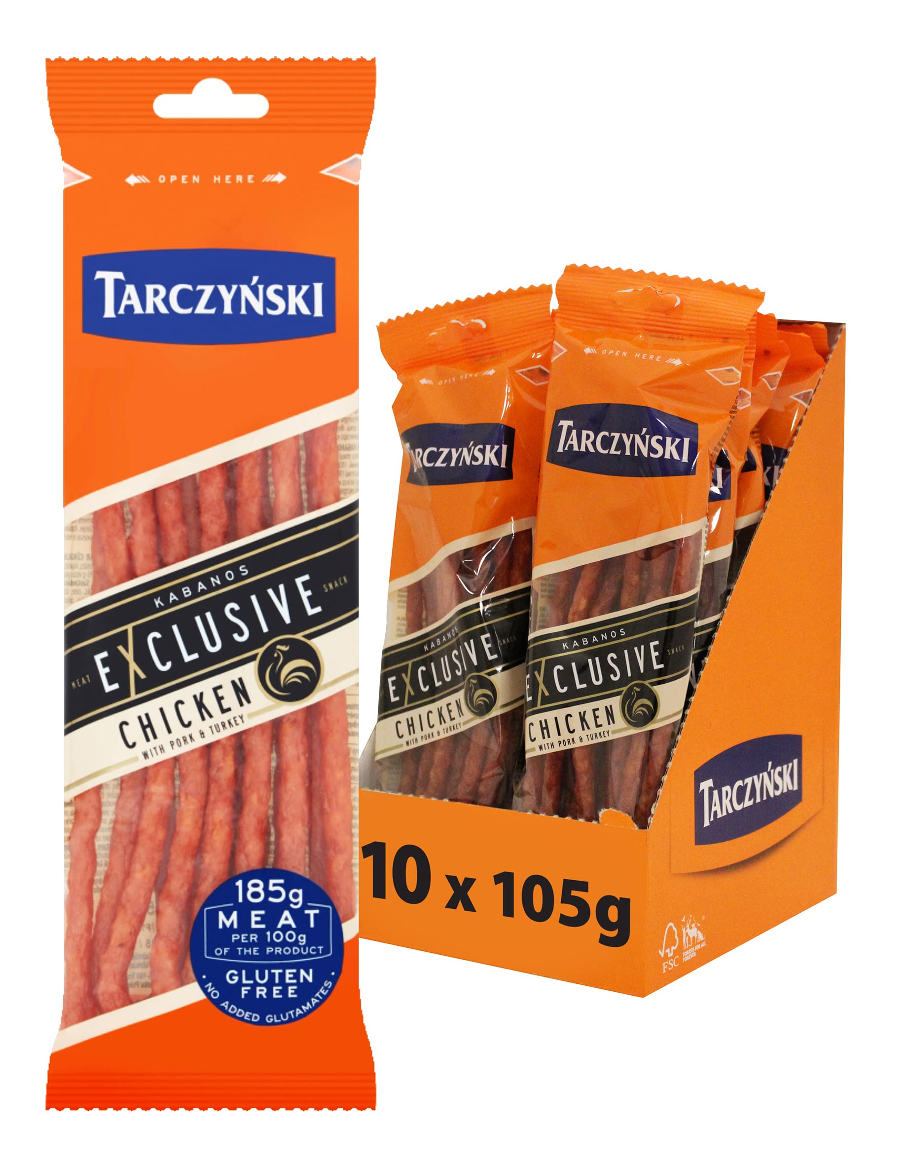 Tarczyński Poultry and Pork Kabanos Sausage 105g (Pack of 10)