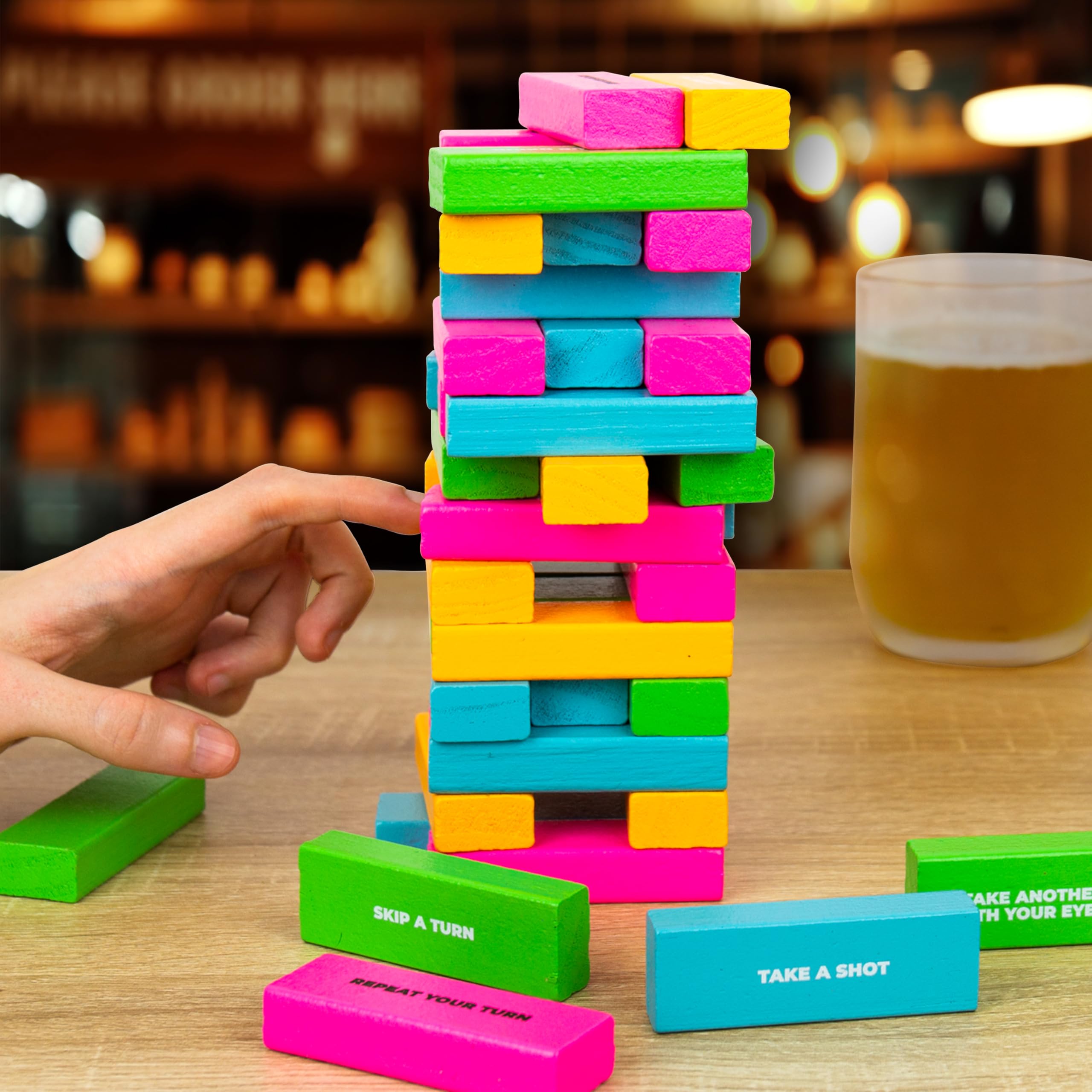 Tipsy Topple Tower - Adult Drinking Game with 48 Wooden Blocks 3