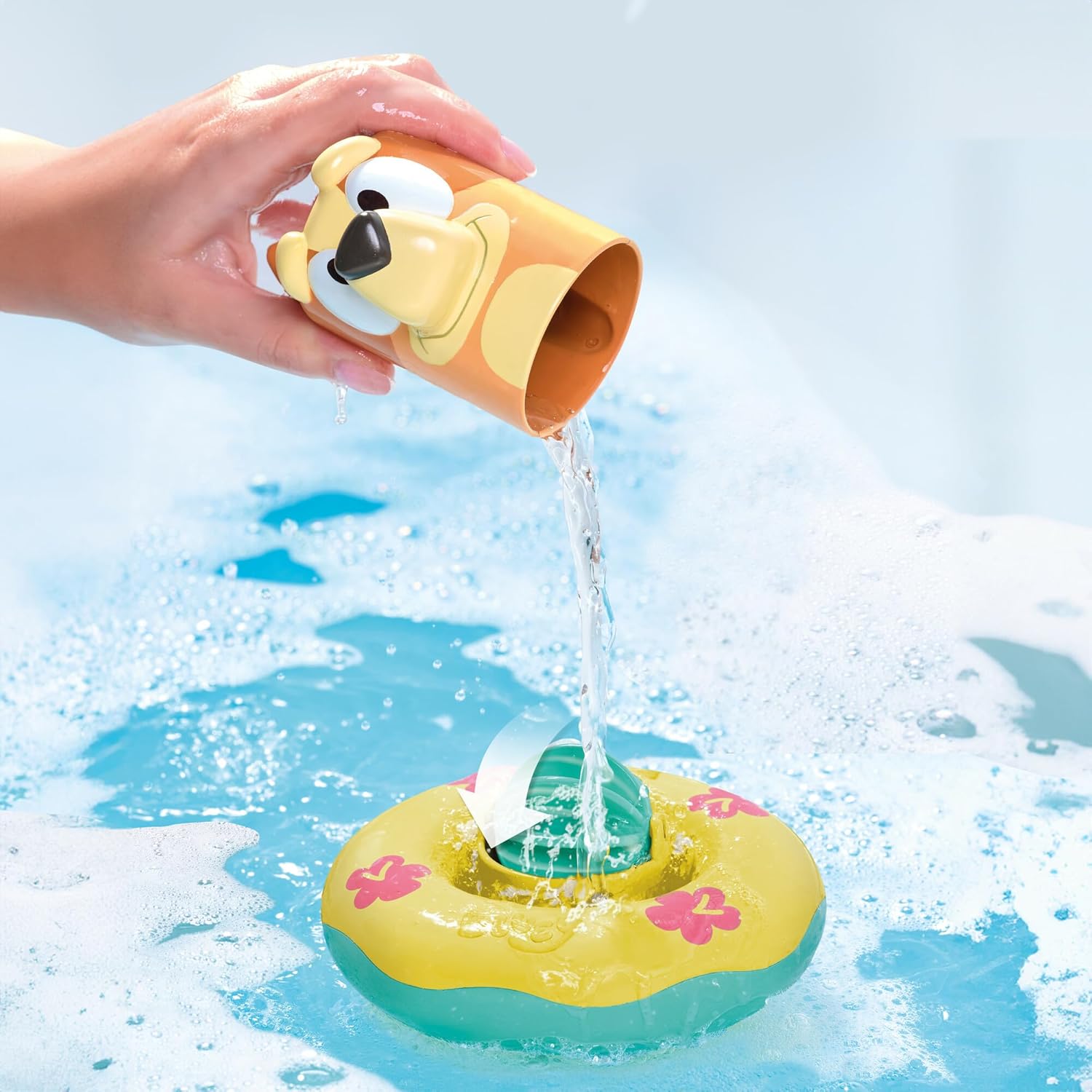 Toomies Bluey Bath Float 2 Pack - Pouring Cups with Water Wheels for Toddlers 6