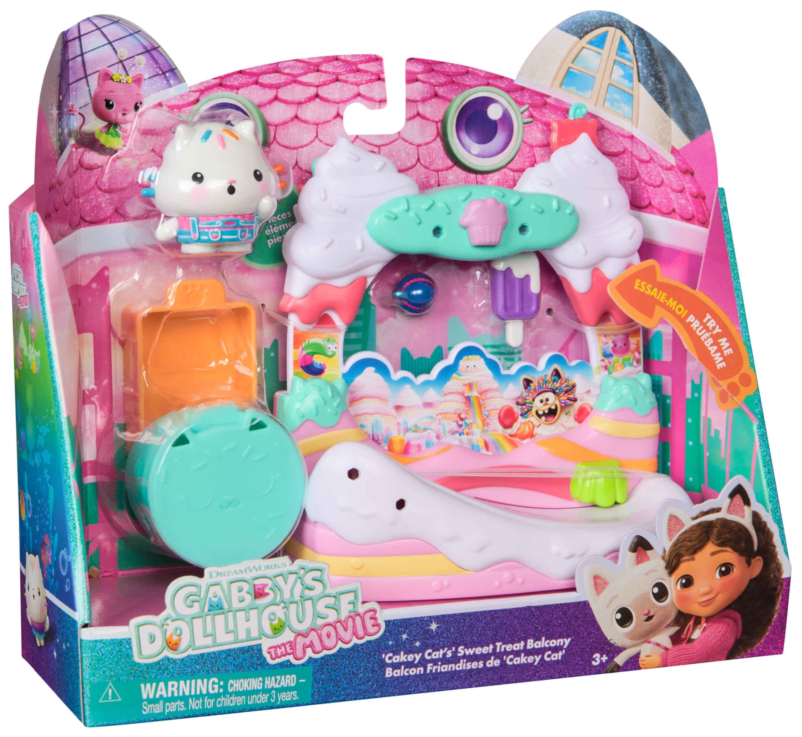 Gabby's Dollhouse: The Movie Cakey Cat's Sweet Treat Balcony Playset - 7-Piece Pretend Play Set with Movie Figure & Surprise Accessory 4