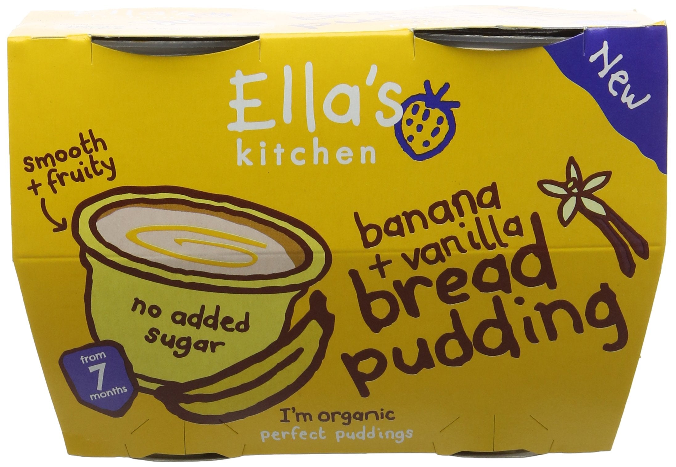 Ella's Kitchen Organic Banana & Vanilla Bread Pudding, 4 x 80g