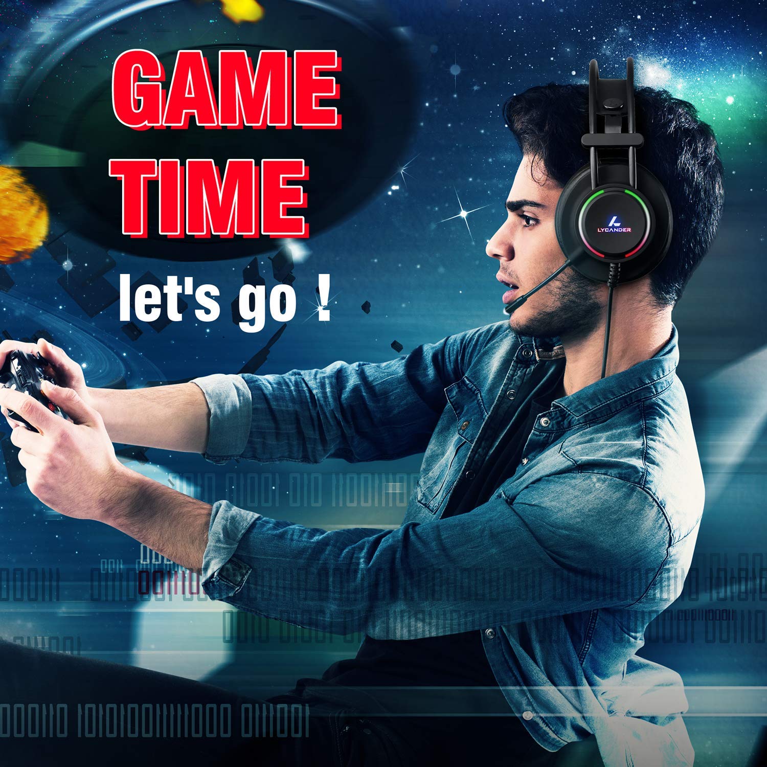 LYCANDER LGH-569 Gaming Headset with Microphone, 50mm Drivers, LED Light, 3.5mm for PC, PS, Xbox, Switch 12