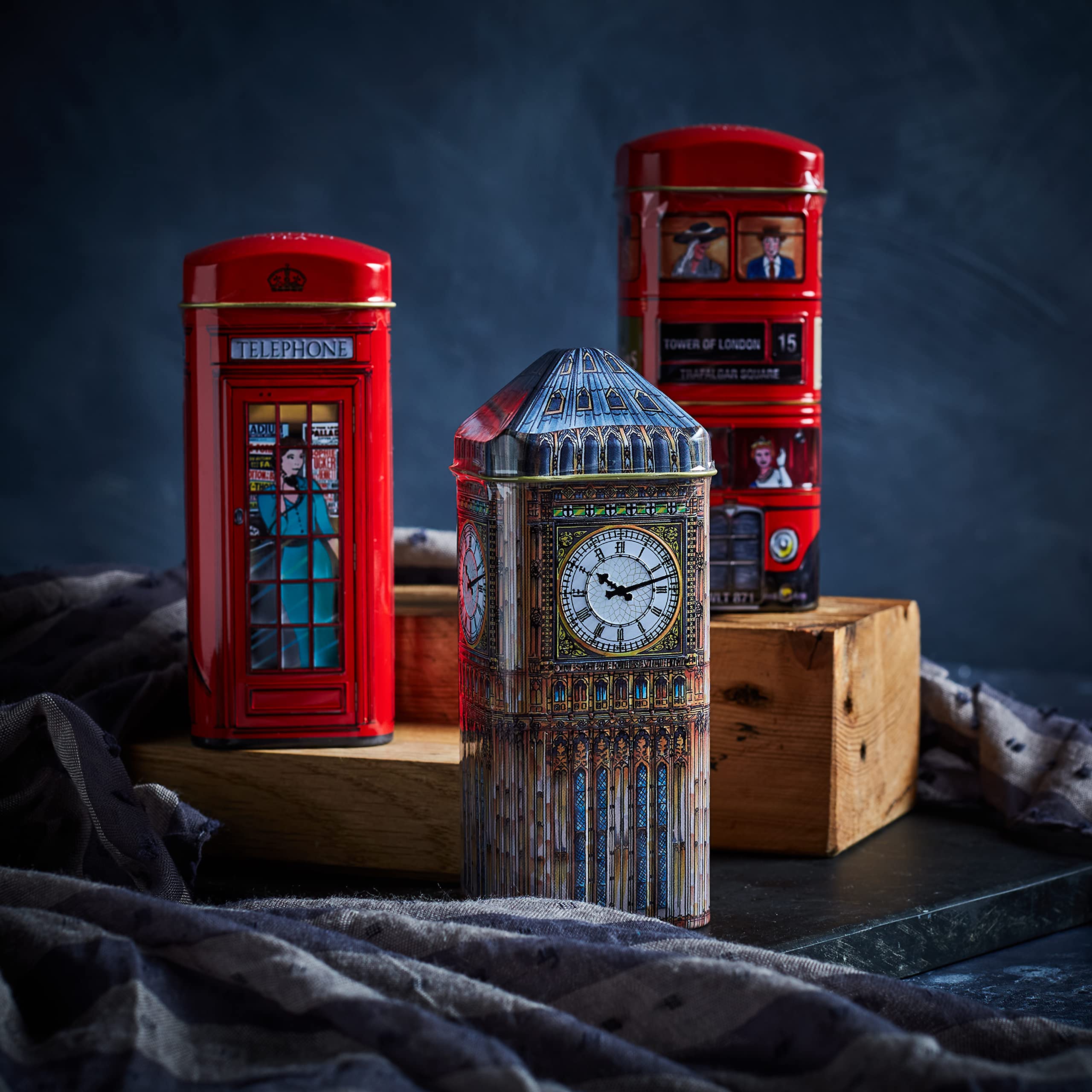 New English Teas Traditional English Tea Triple Tin Gift Set - Big Ben, London Bus & Red Phone Box 4
