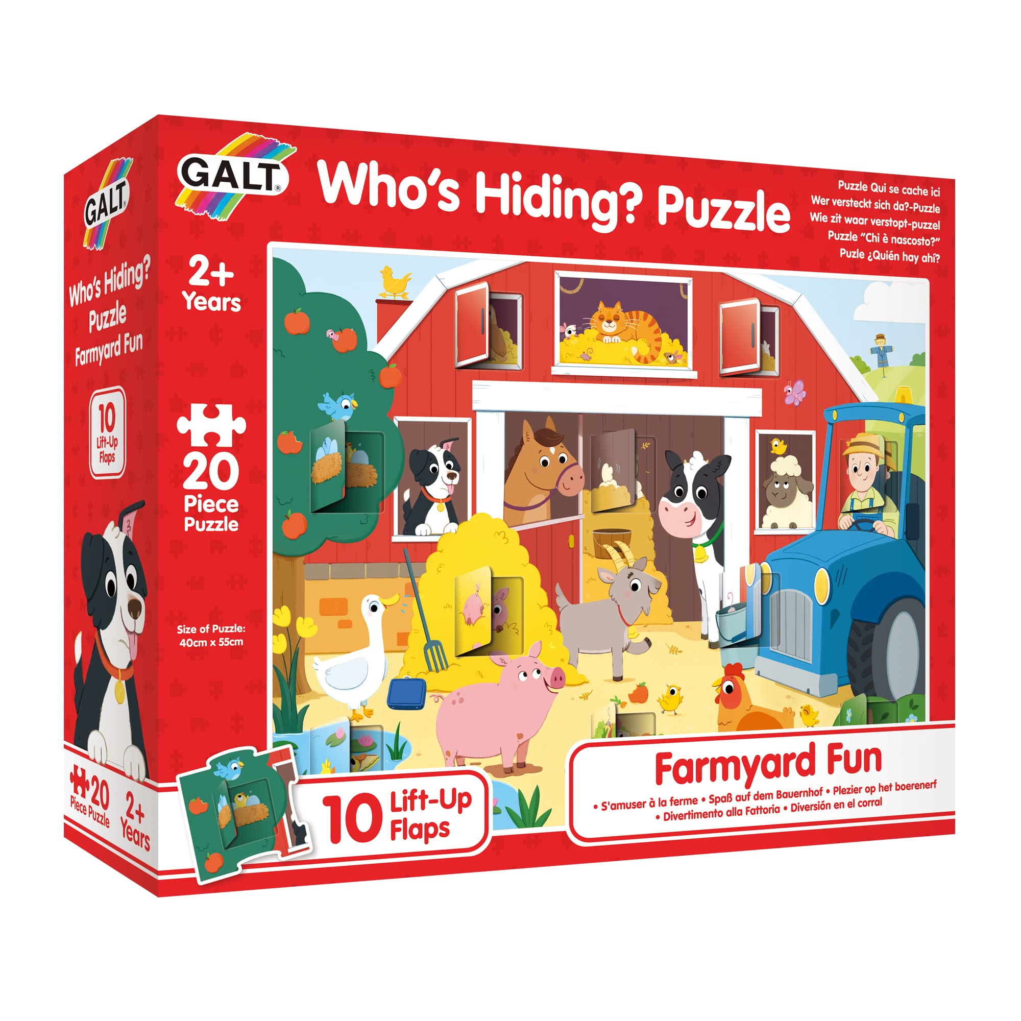 Galt Who's Hiding? Puzzle - Farmyard Fun 20-Piece Lift-the-Flap Puzzle for Toddlers