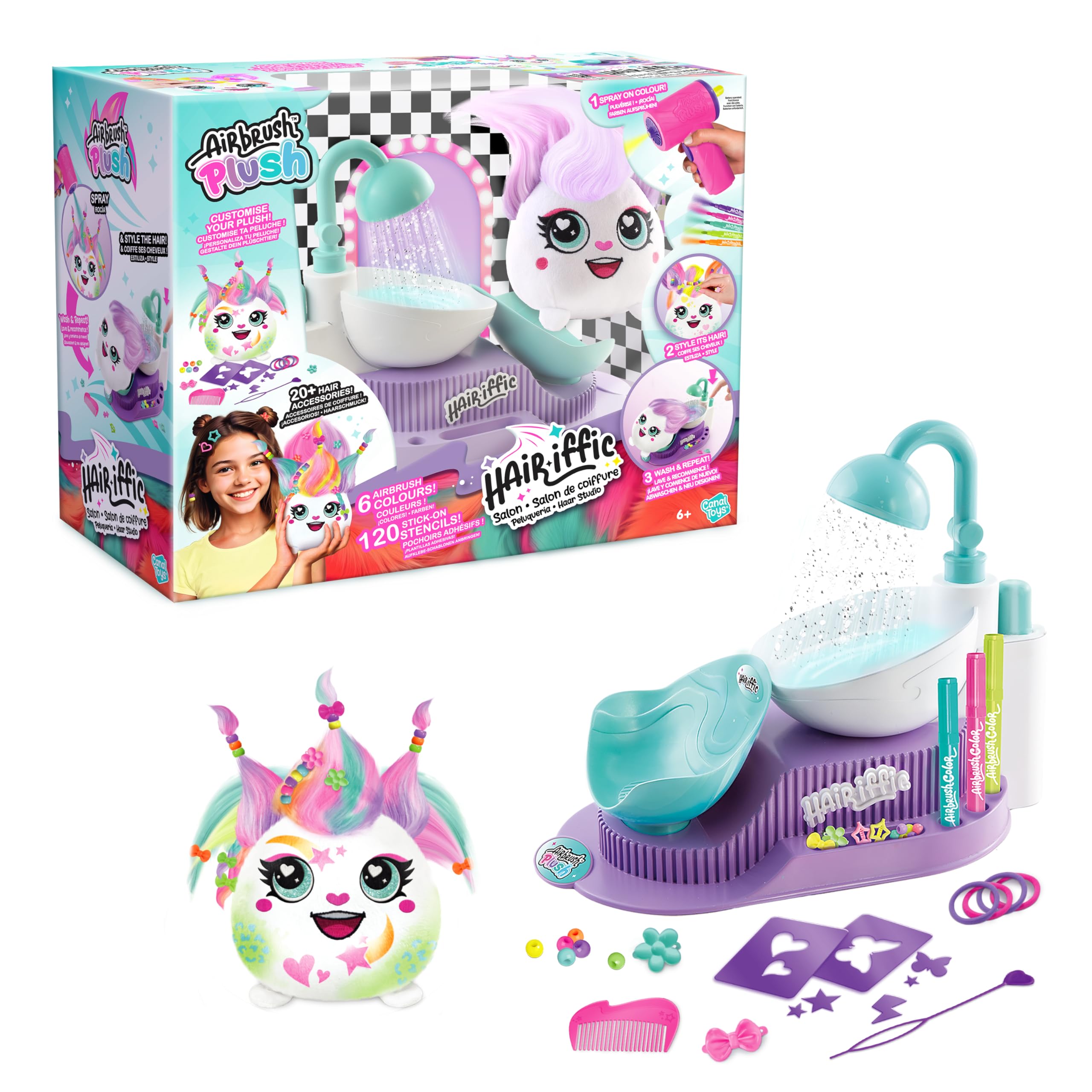Canal Toys Airbrush Plush Hair'iffic Salon Ultimate Custom Plush Makeover Kit