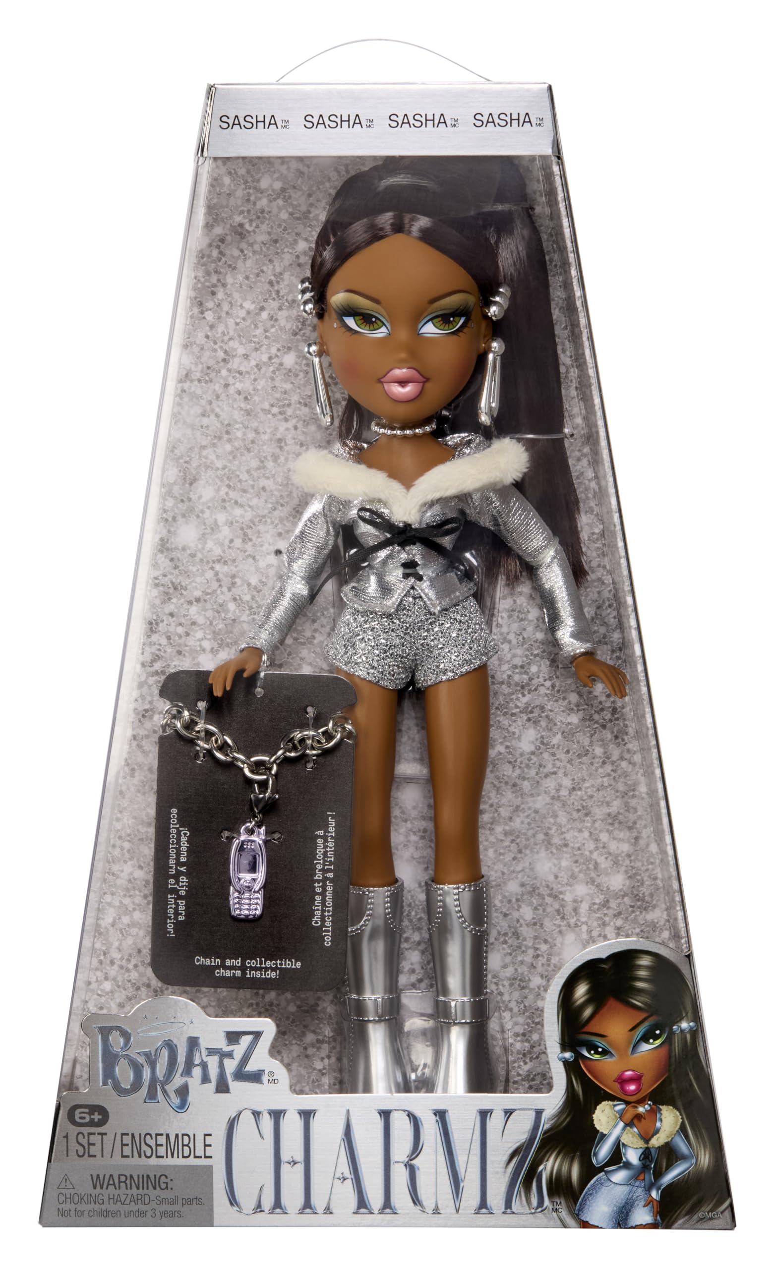 Bratz Charmz Sasha Fashion Doll | Collectible Charm Bracelet | Multicolor Plastic