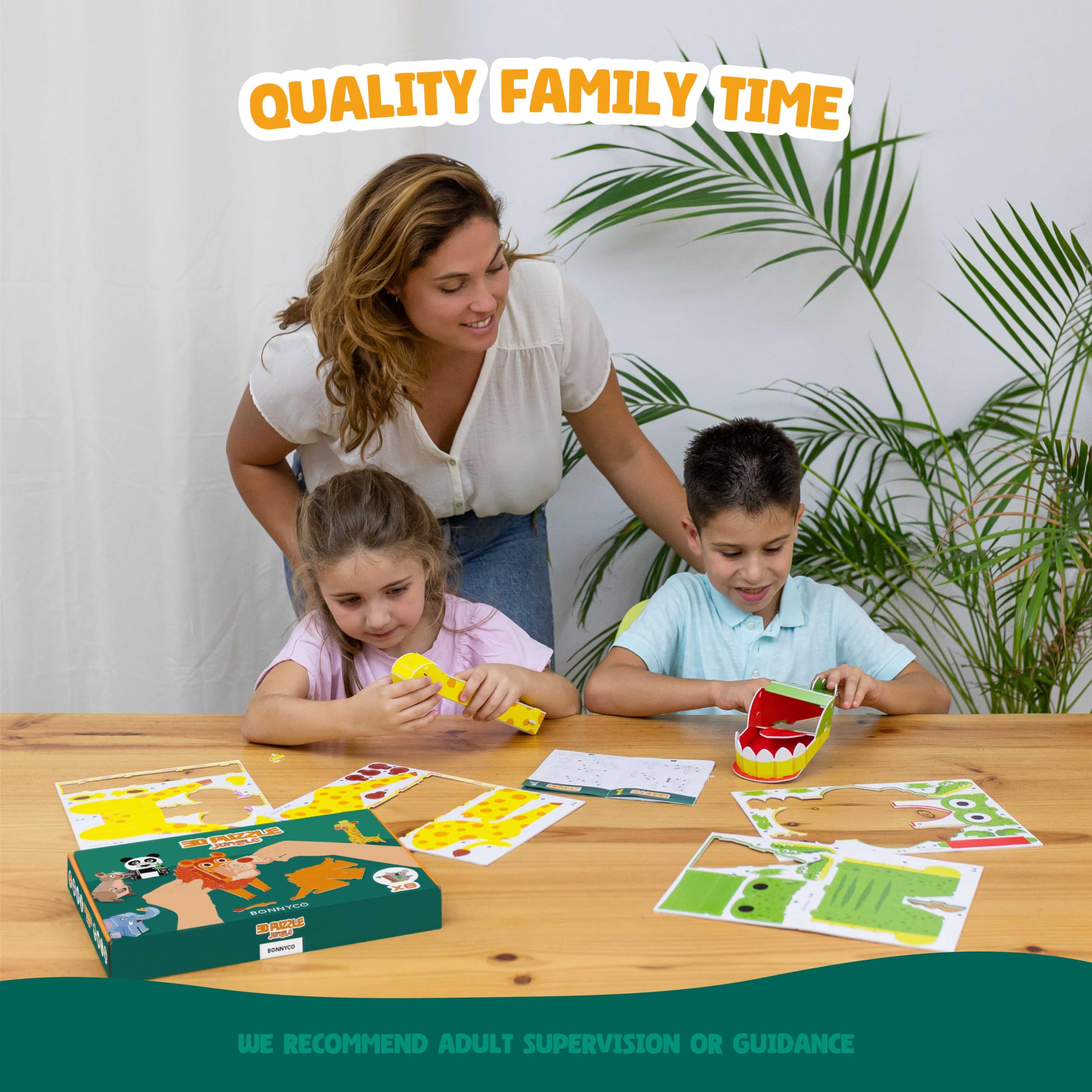 BONNYCO 3D Jungle Animal Puzzles - 8 Piece Set | Educational Toy | Ages 6+ 3