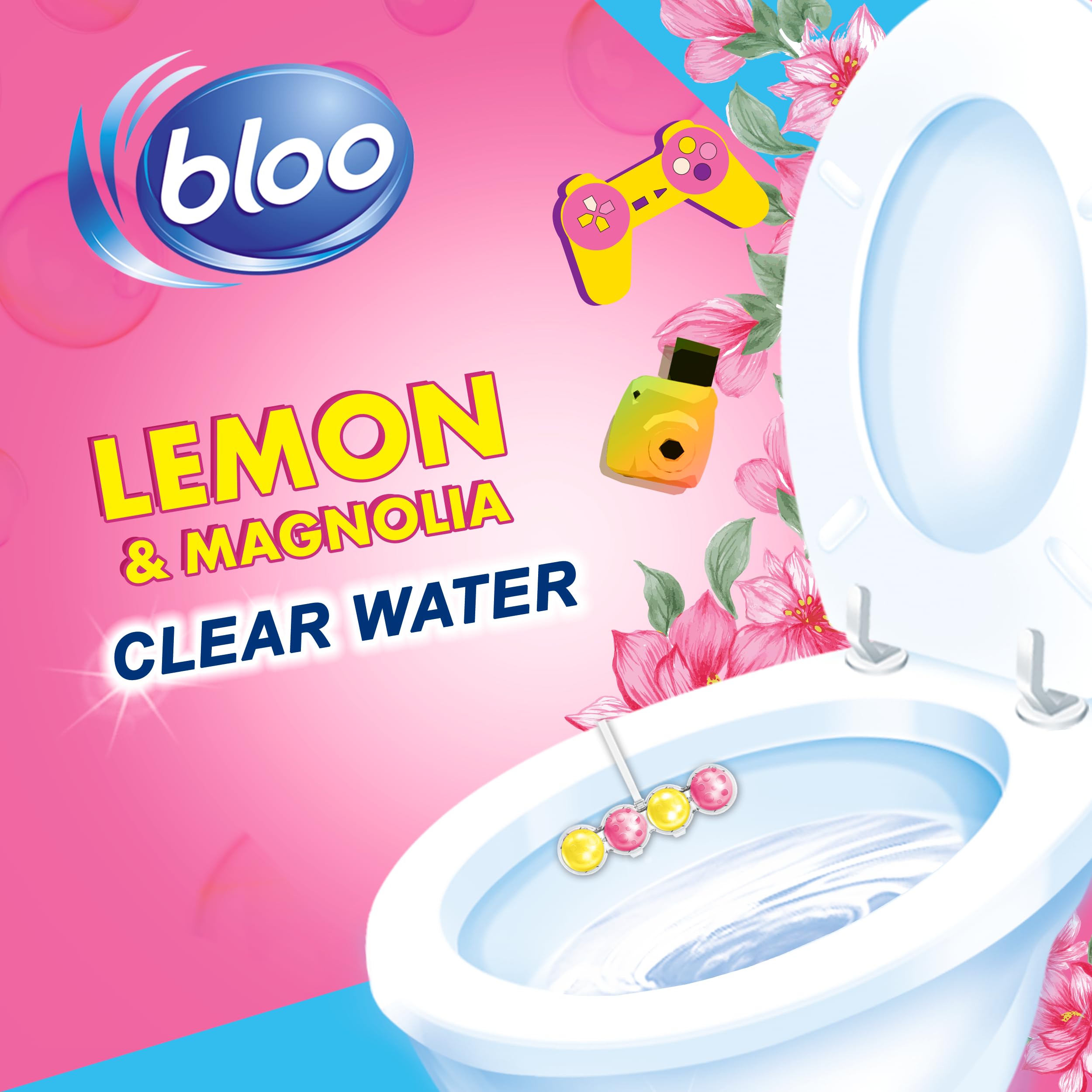 Bloo La La Lemon Toilet Rim Block (50g) - Lemon & Magnolia Scent with 4-Function Formula 3