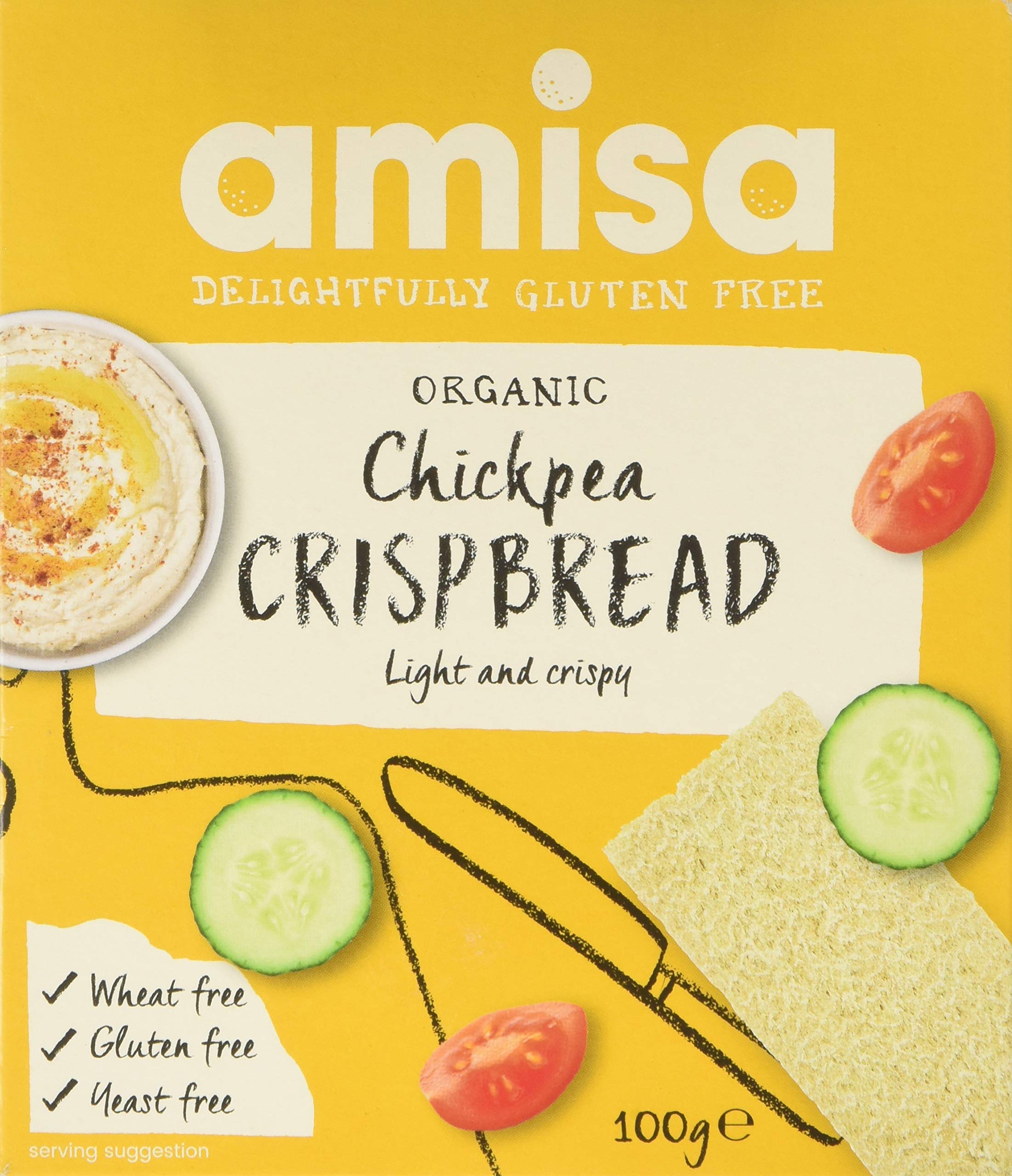 Amisa Organic Chickpea Crispbread 100g - Healthy Gluten-Free Snack Crackers