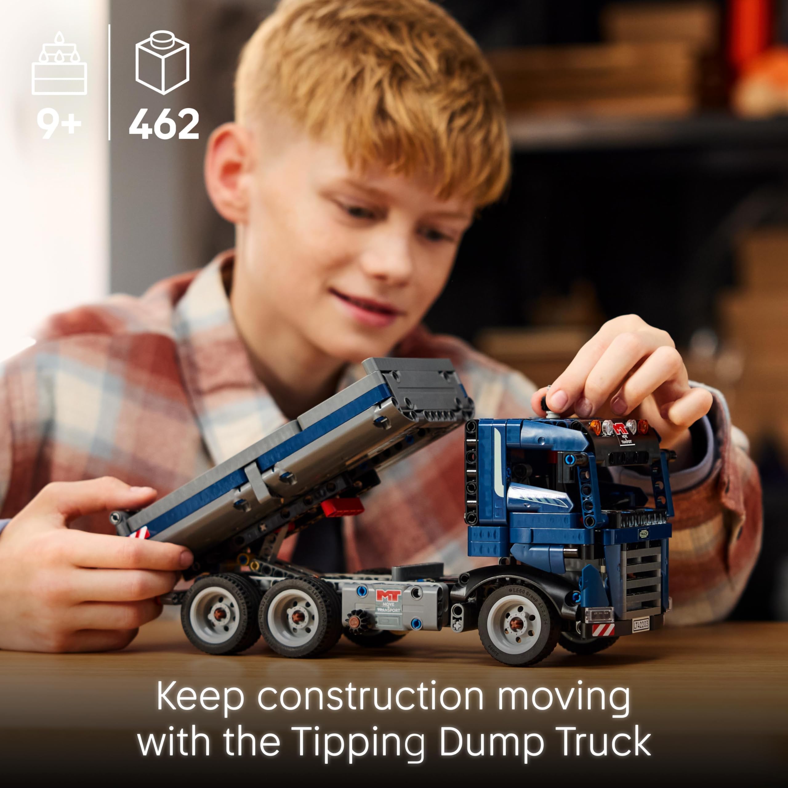 LEGO Technic Tipping Dump Truck Toy with Steering & Moving Dump Box - 462 Pieces for Ages 9+ 3