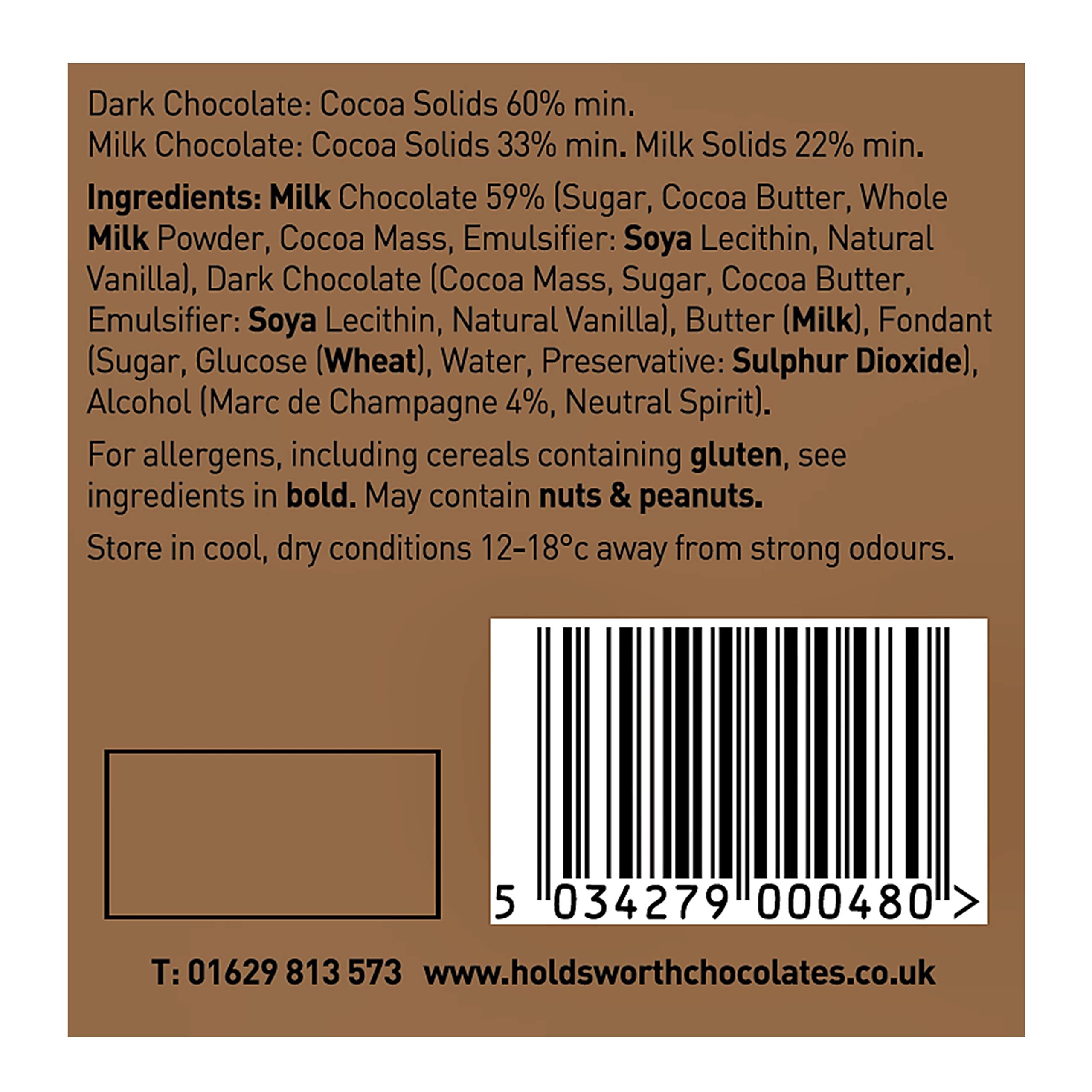 Holdsworth Chocolates – Handgemachte Trüffel aus Marc de Champagne, Milchschokoladen-Leckereibox 5