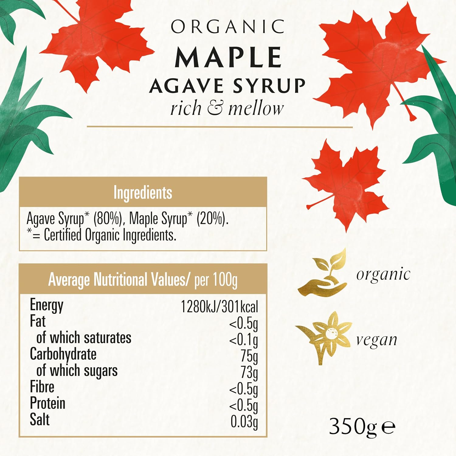 Biona Organic Maple Agave Syrup 350g