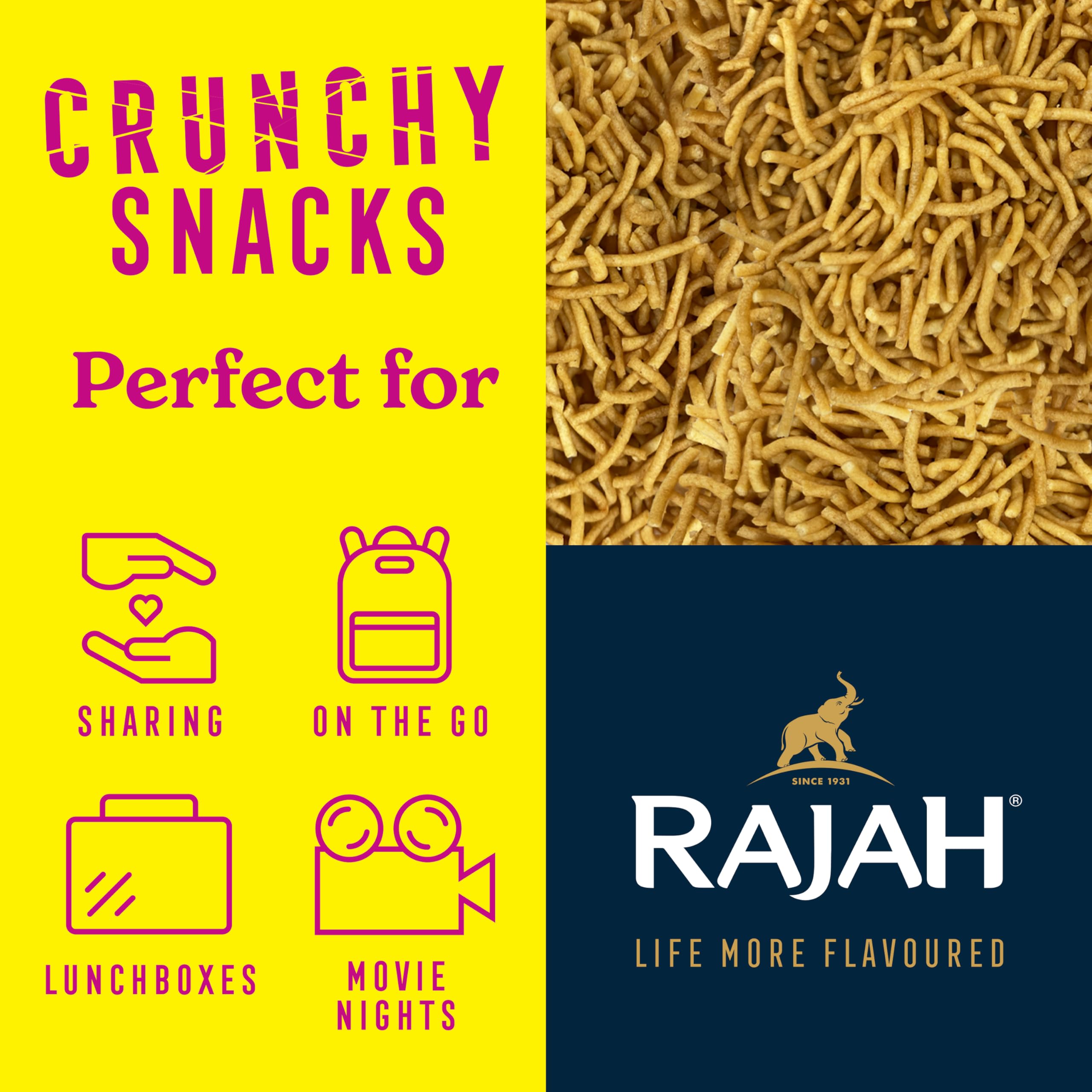 Rajah Thin Sev 200g - Crispy Gram Flour Noodles Snack